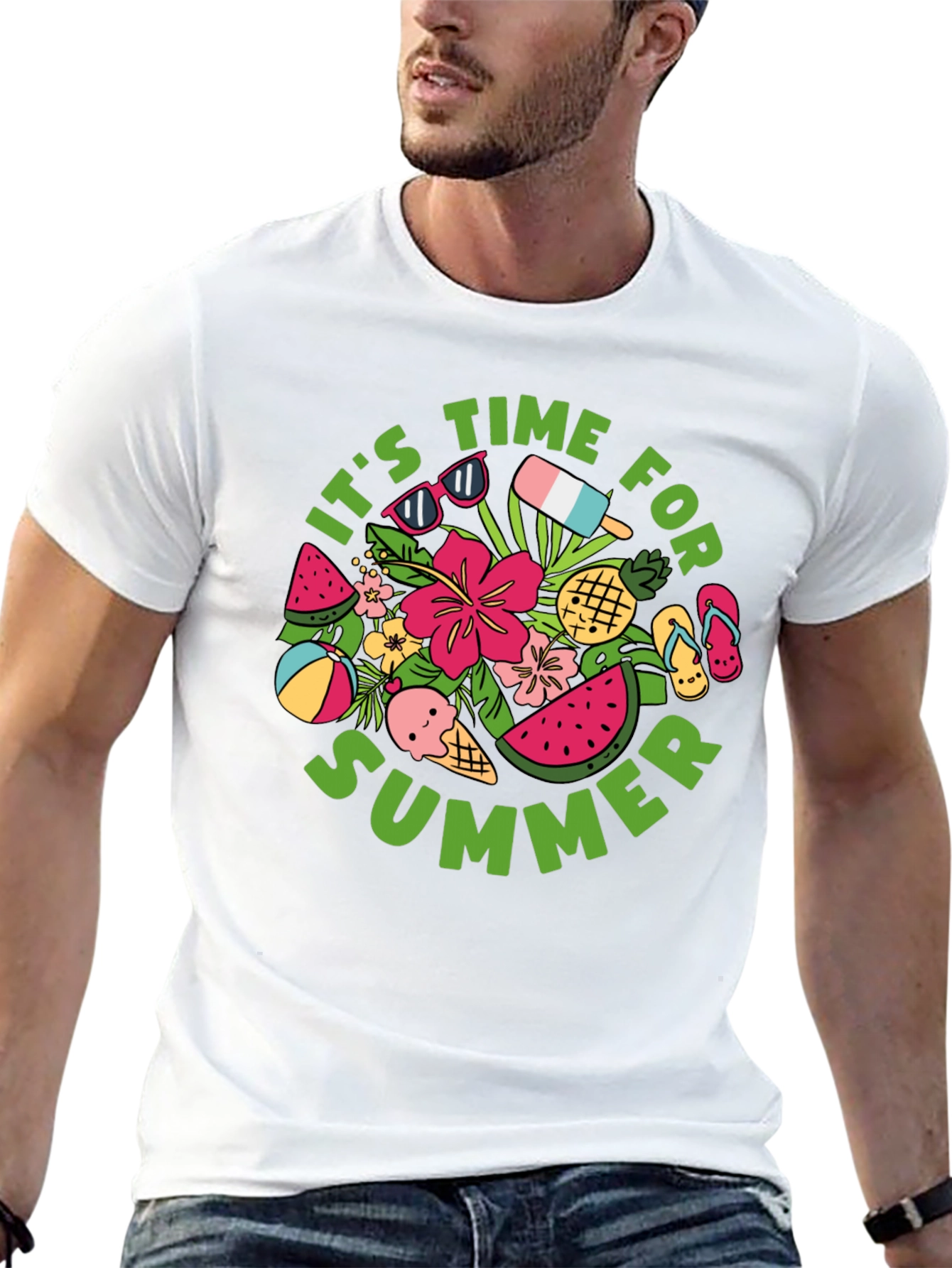 Camiseta Negra Estampada Verano