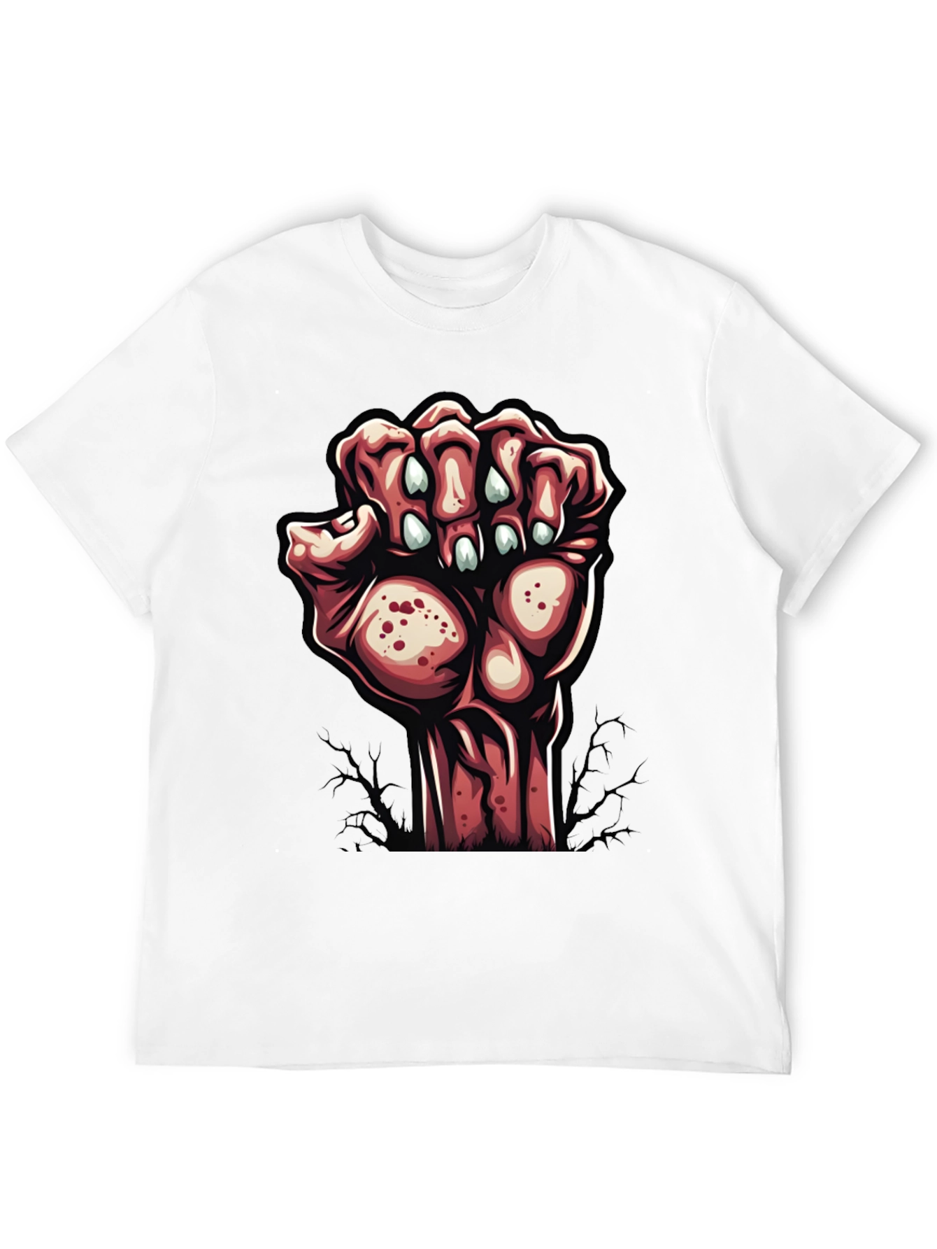 Camiseta Negra con Diseño de Mano Zombie