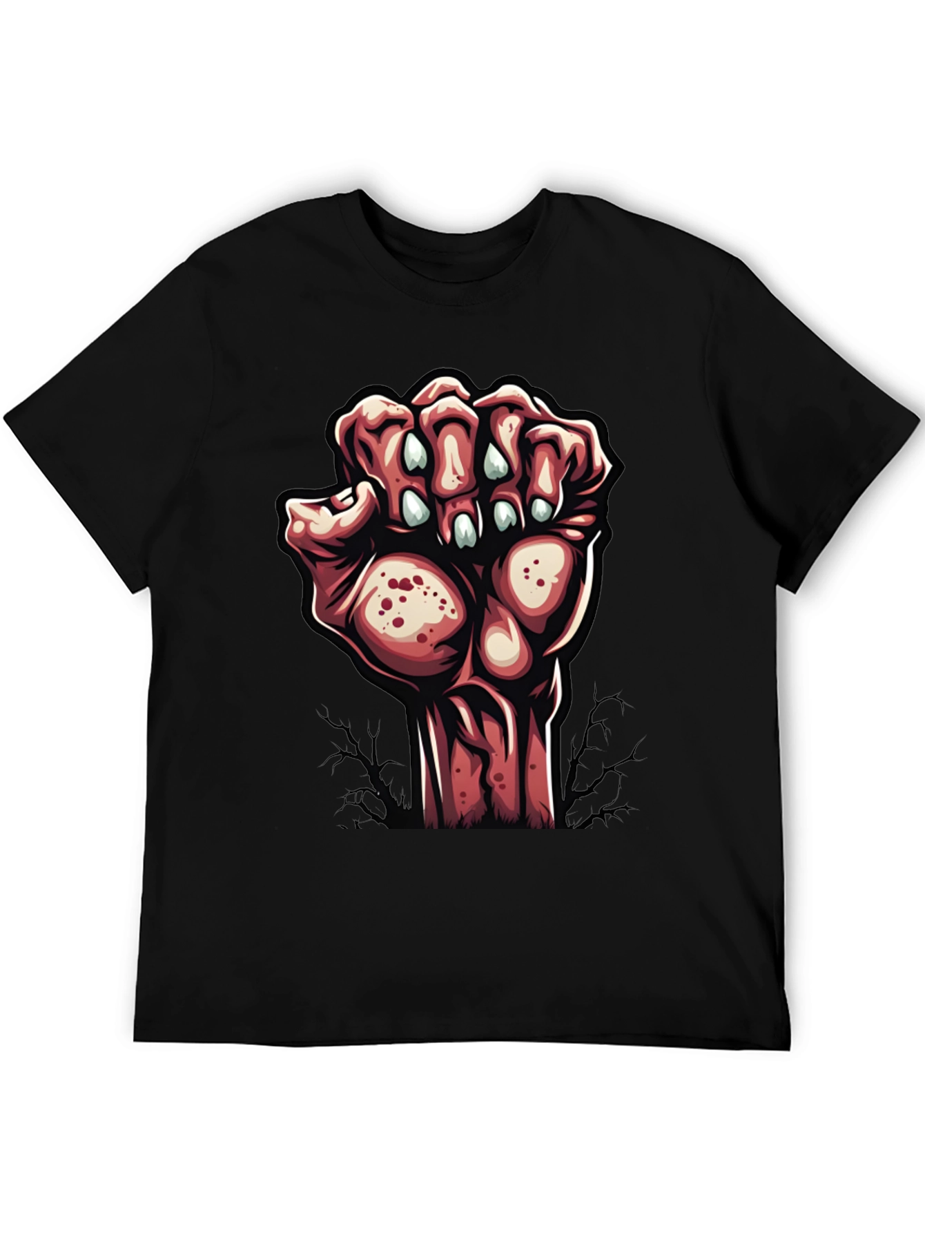 Camiseta Negra con Diseño de Mano Zombie