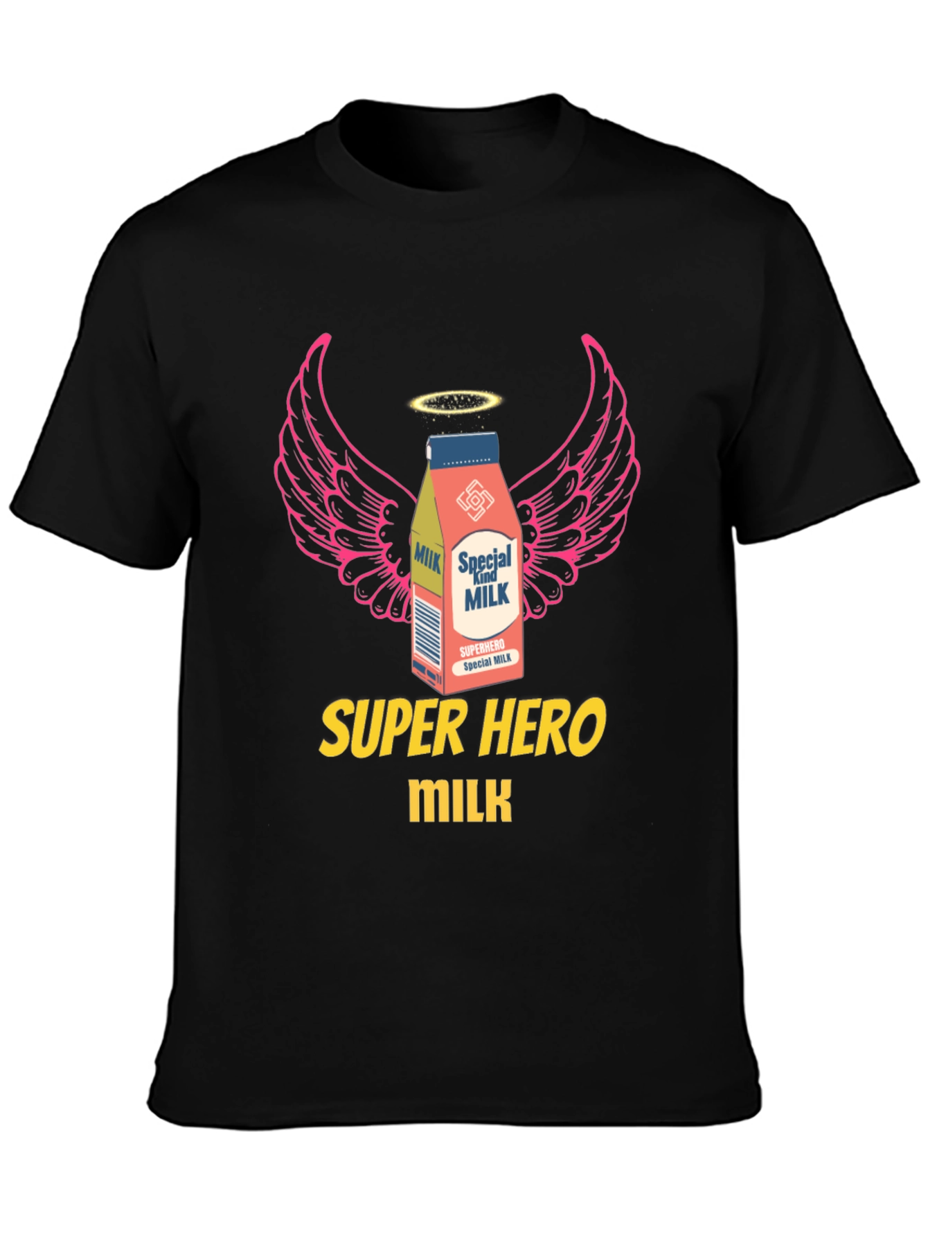 Camiseta Negra Super Hero Milk Diseño Original
