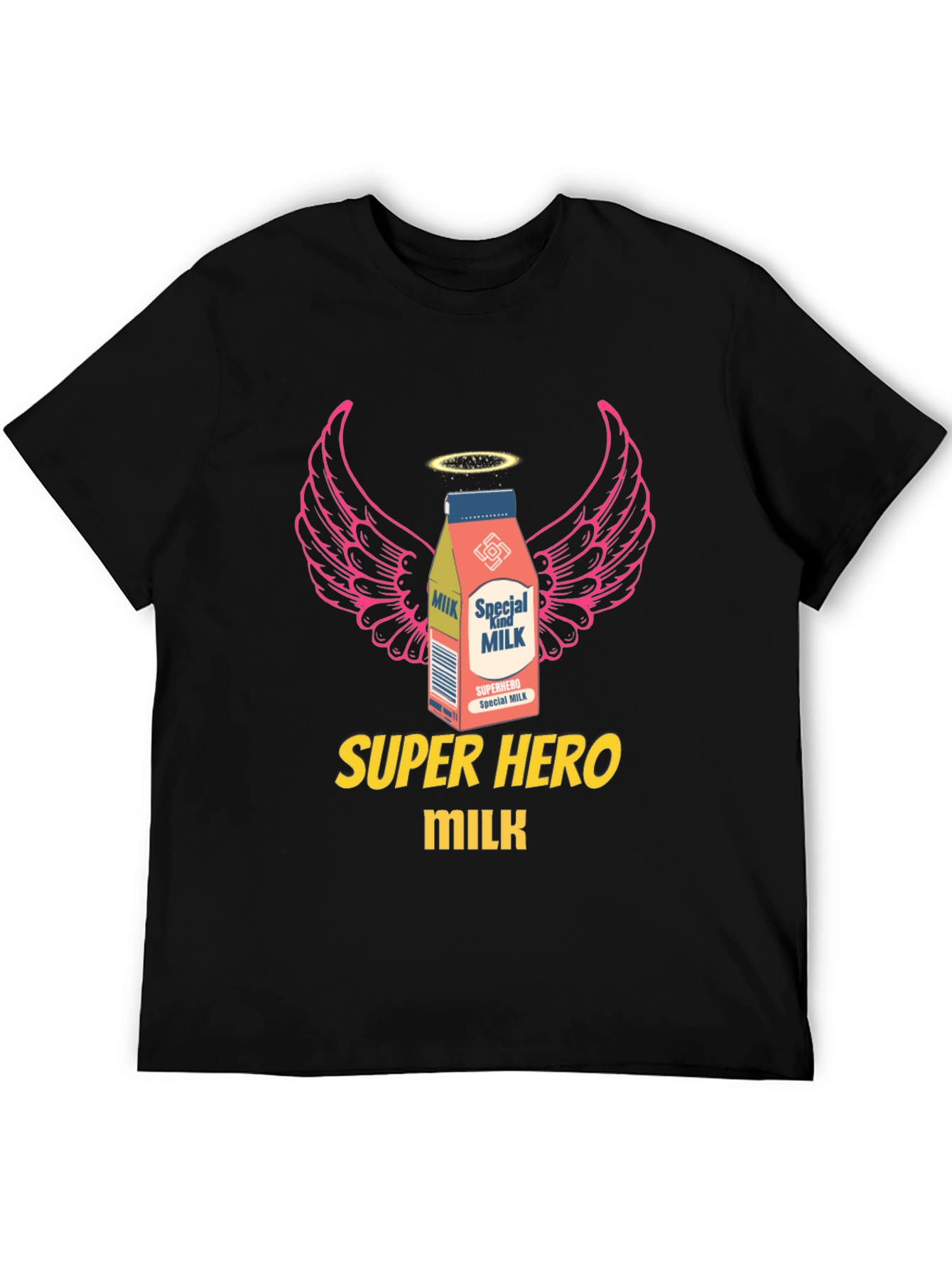 Camiseta Negra Super Hero Milk Diseño Original