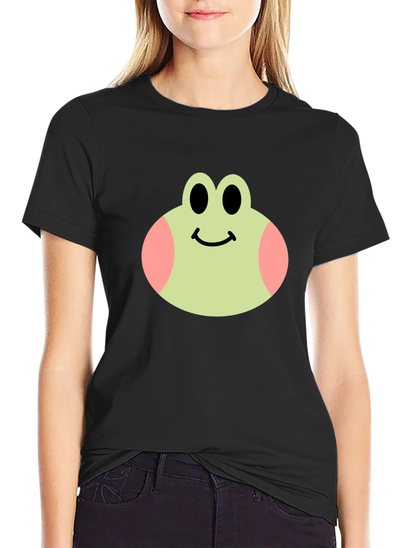 Camiseta Negra con Diseño de Rana Feliz