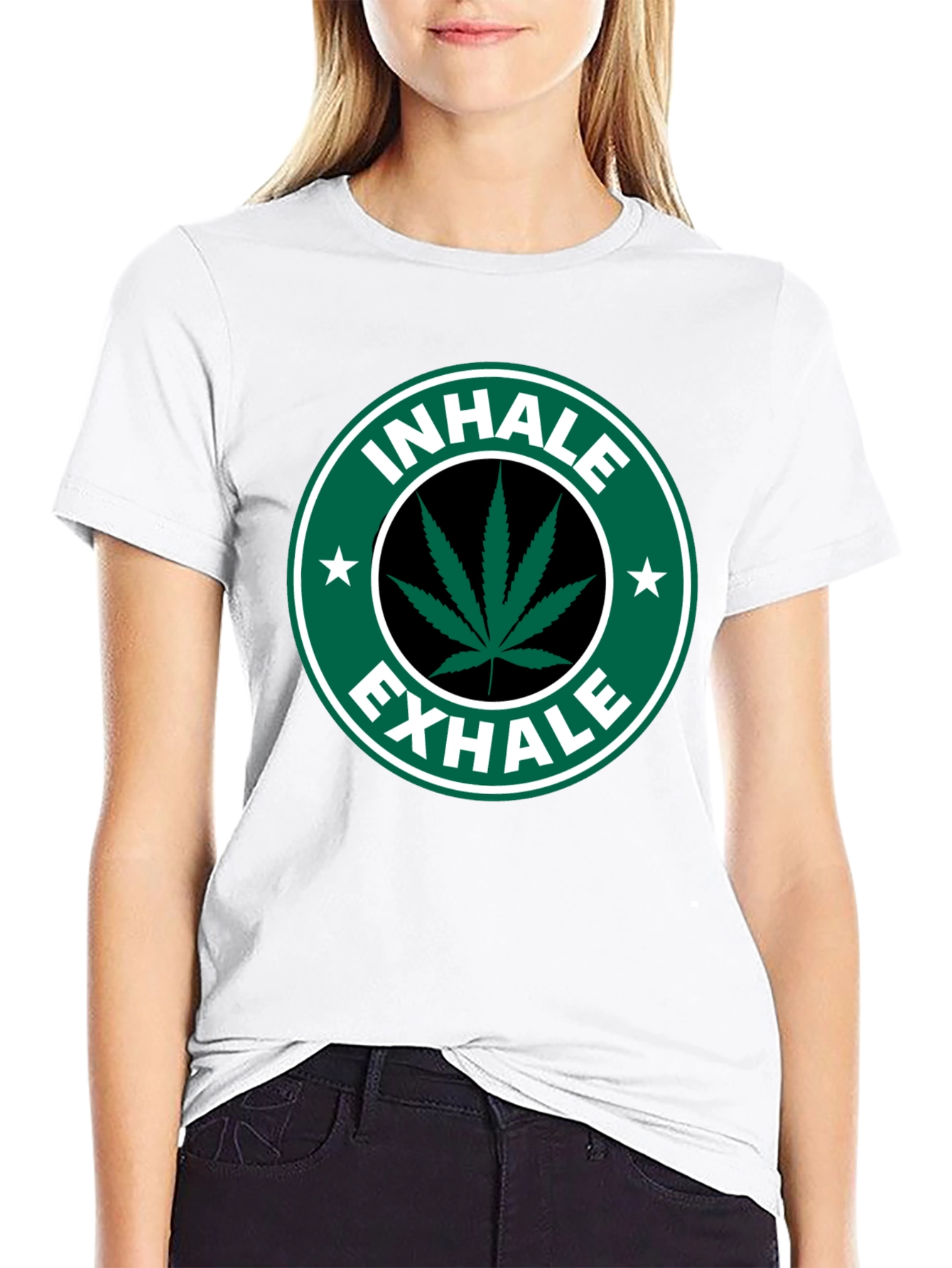 Camiseta Negra Inhale Exhale Marihuana