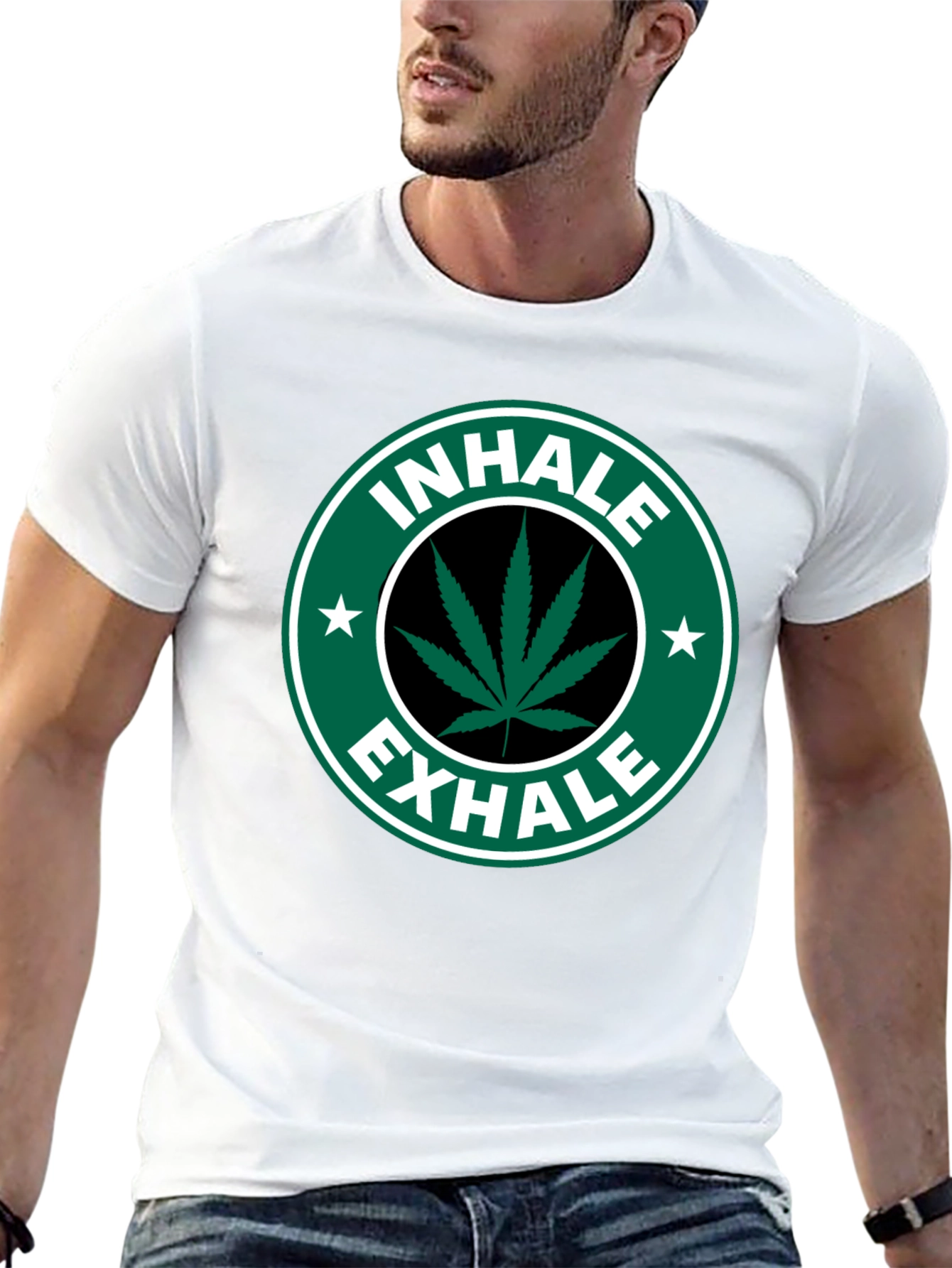 Camiseta Negra Inhale Exhale Marihuana