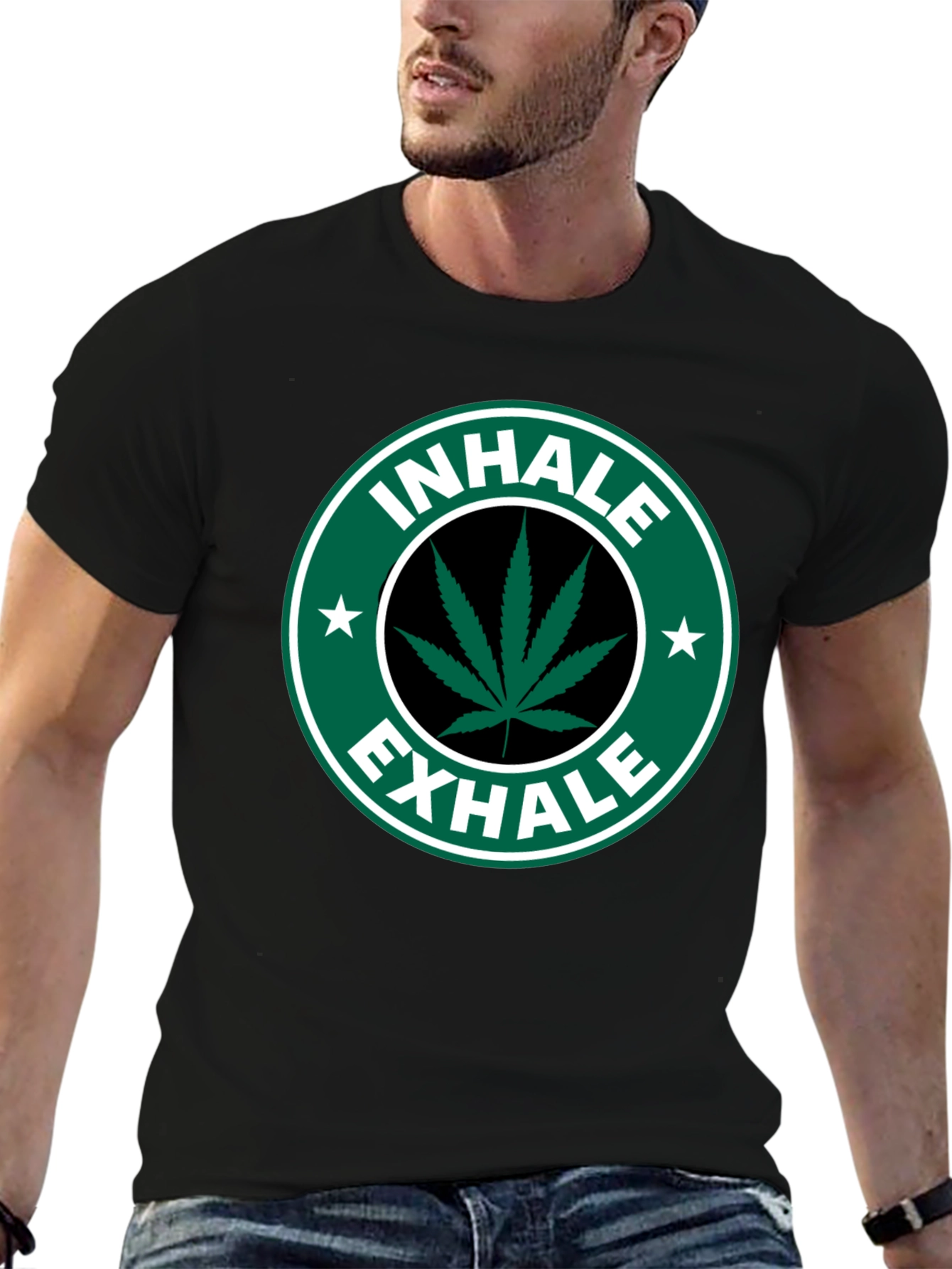 Camiseta Negra Inhale Exhale Marihuana