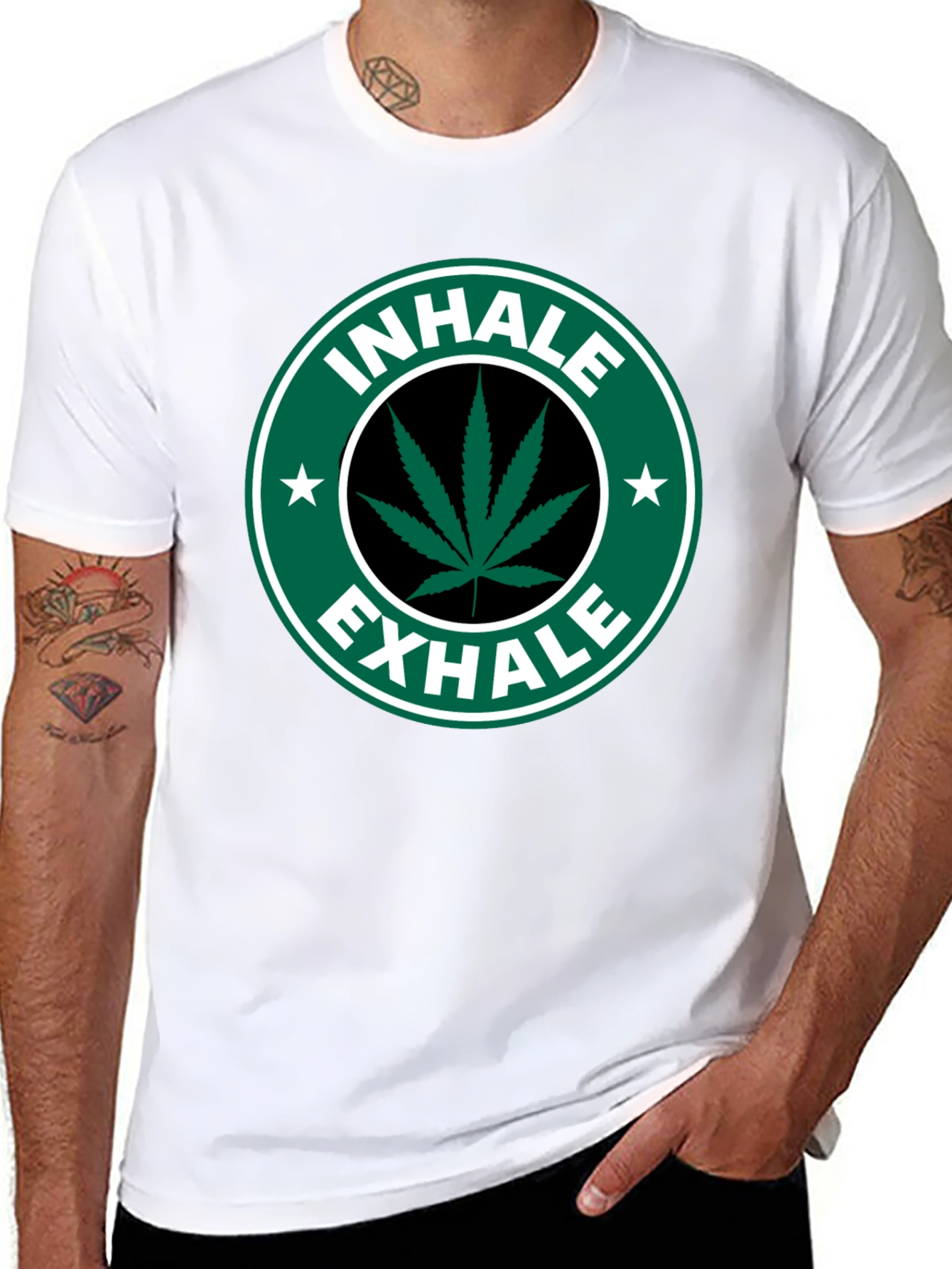 Camiseta Negra Inhale Exhale Marihuana