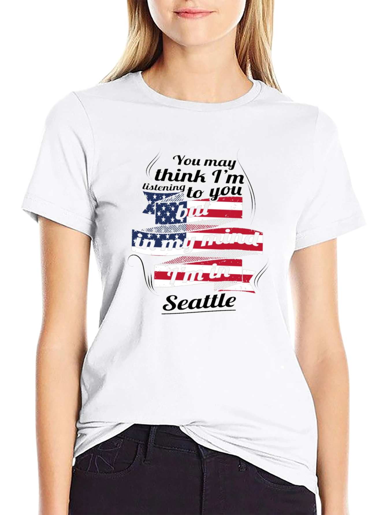 Camiseta Negra con Diseño Seattle en mi Mente