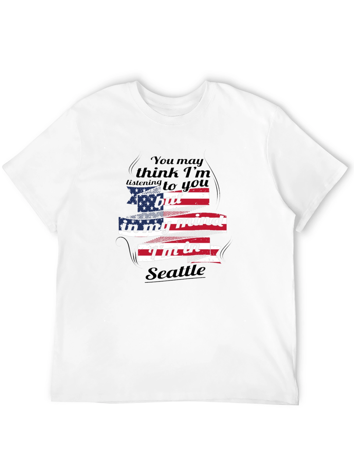 Camiseta Negra con Diseño Seattle en mi Mente
