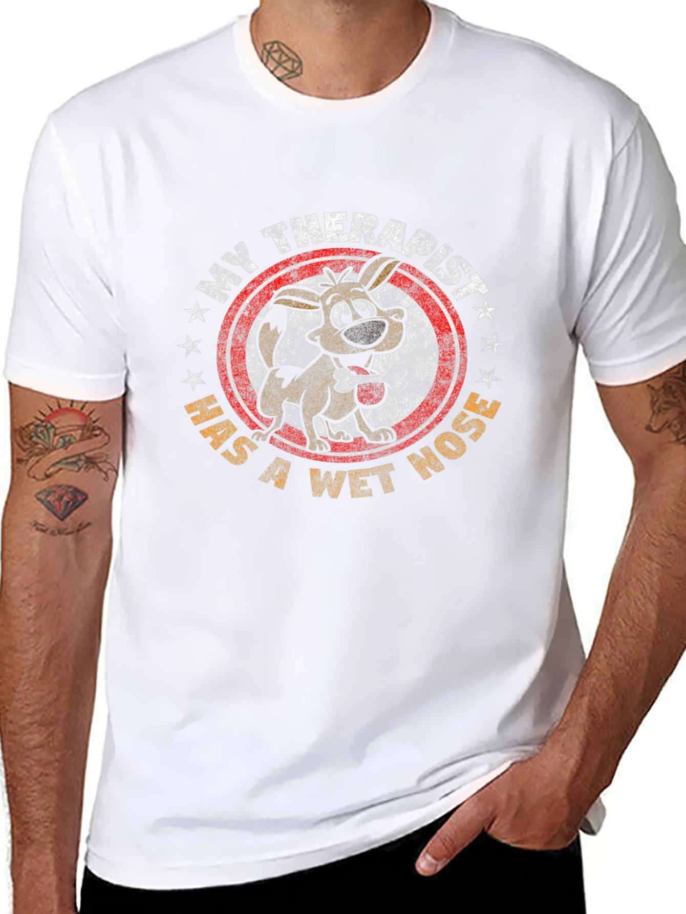 Camiseta Negra Humorística Mi Terapeuta Tiene Nariz Mojada