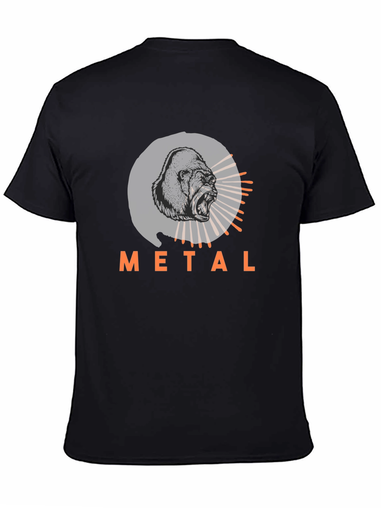 Camiseta Negra con Diseño de Gorila Metalero