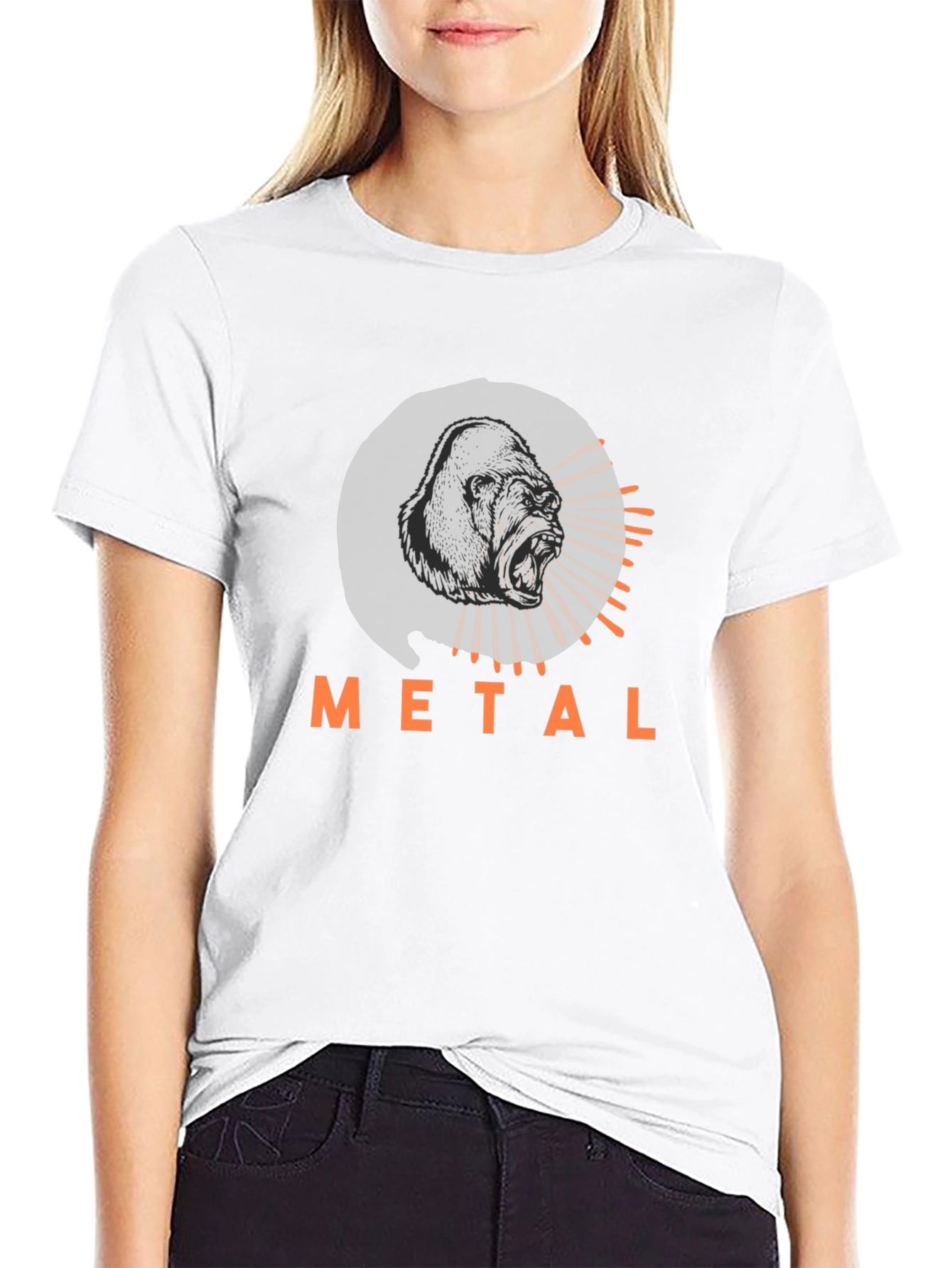 Camiseta Negra con Diseño de Gorila Metalero