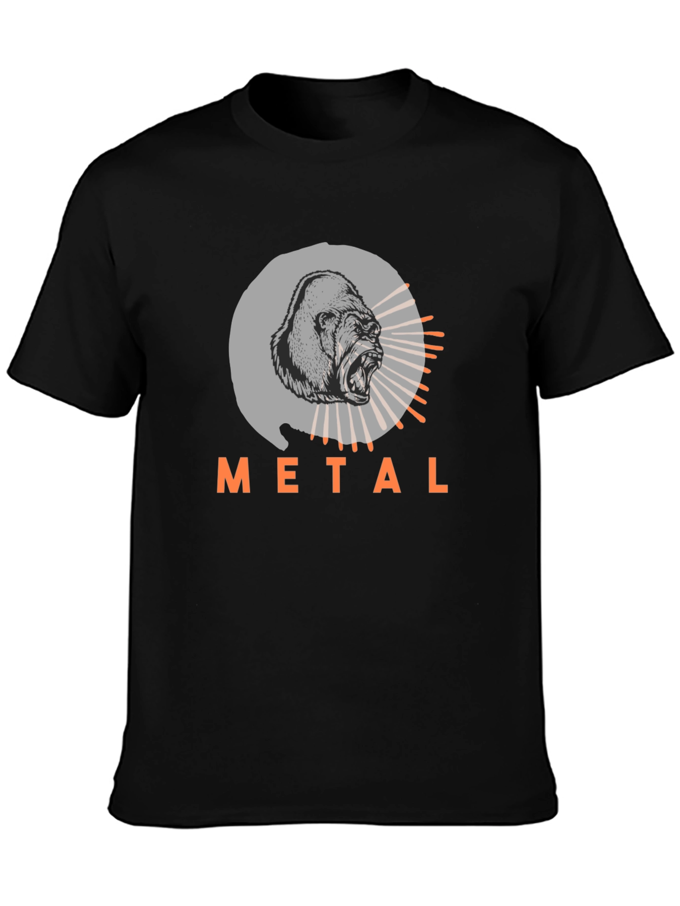 Camiseta Negra con Diseño de Gorila Metalero