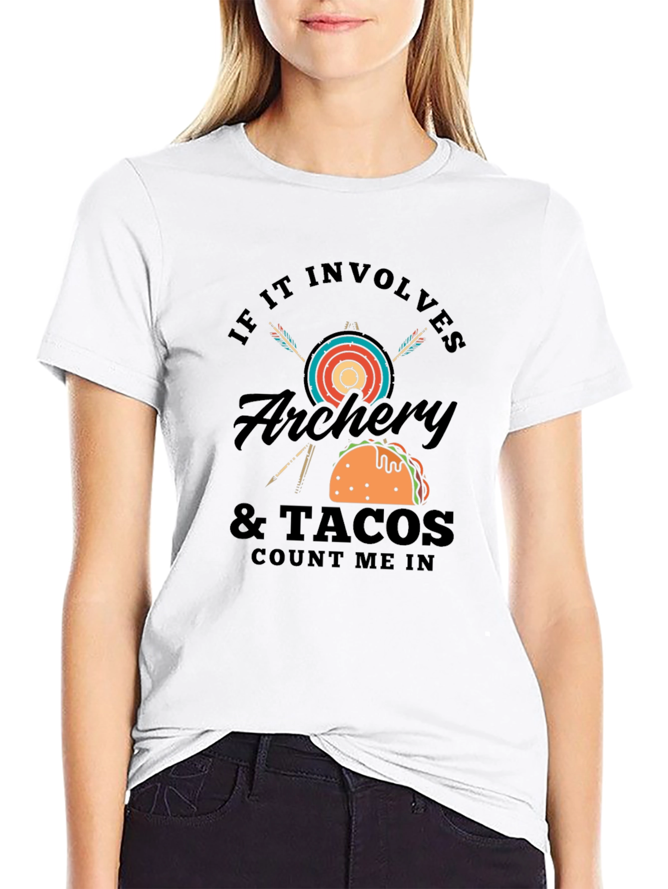 Camiseta Negra Hombre: Arqueria y Tacos