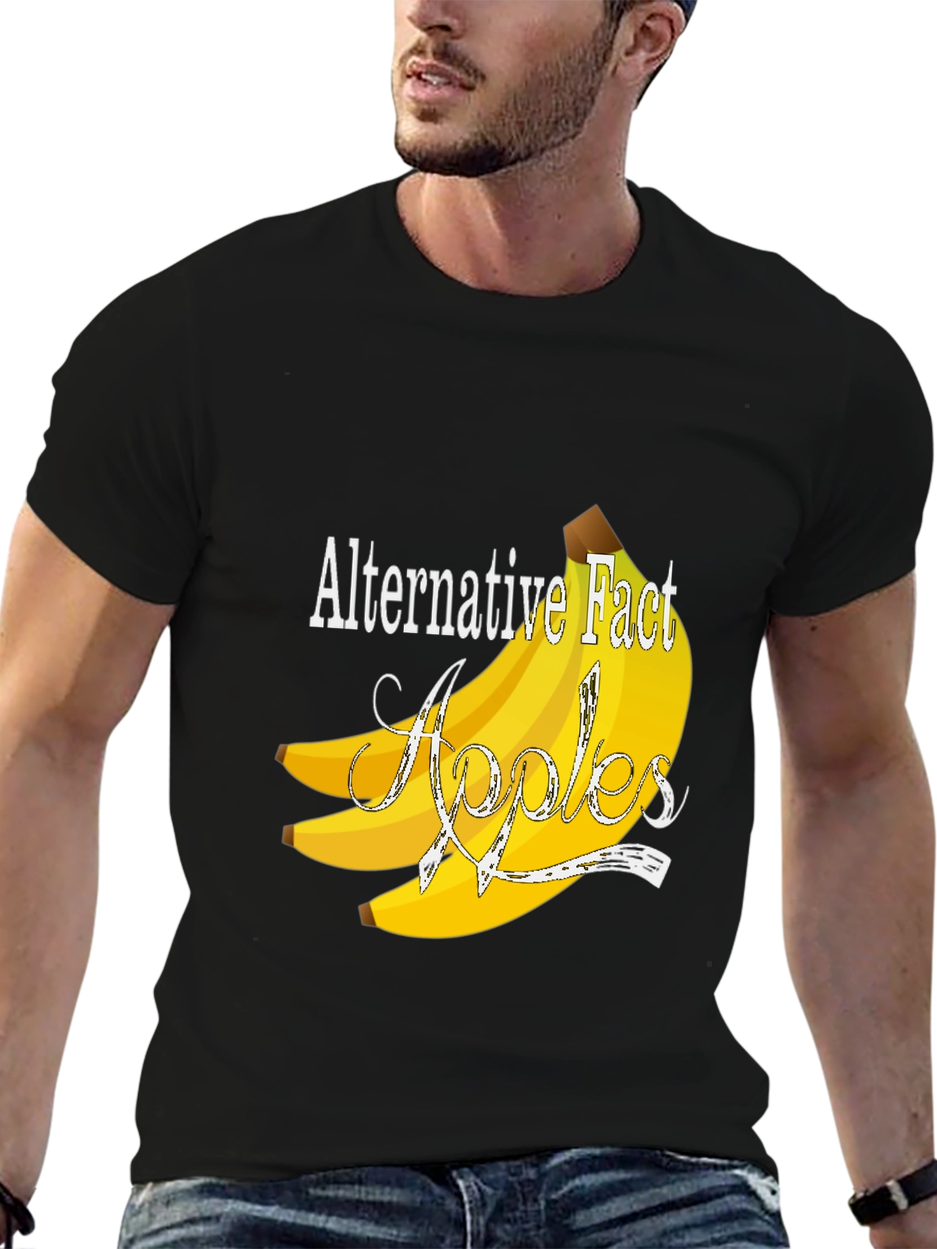 Camiseta Negra Divertida: Hecho Alternativo - Plátanos