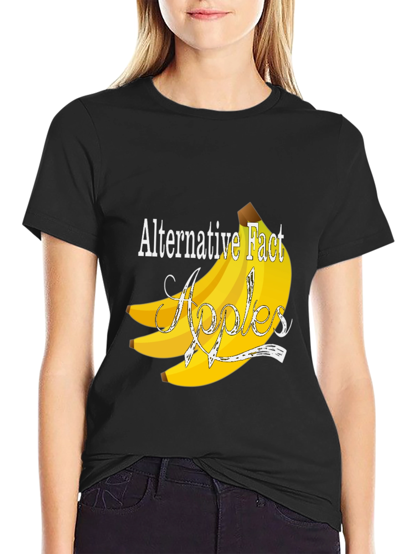 Camiseta Negra Divertida: Hecho Alternativo - Plátanos