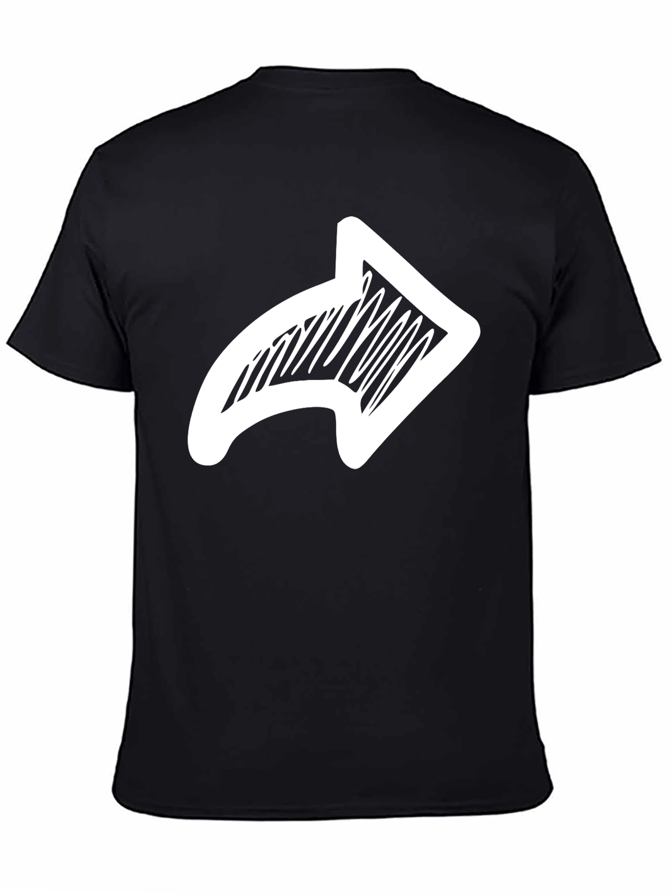 Camiseta Negra con Flecha Blanca Dibujada a Mano