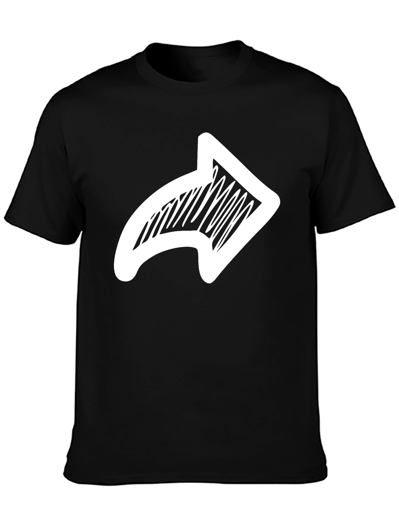 Camiseta Negra con Flecha Blanca Dibujada a Mano