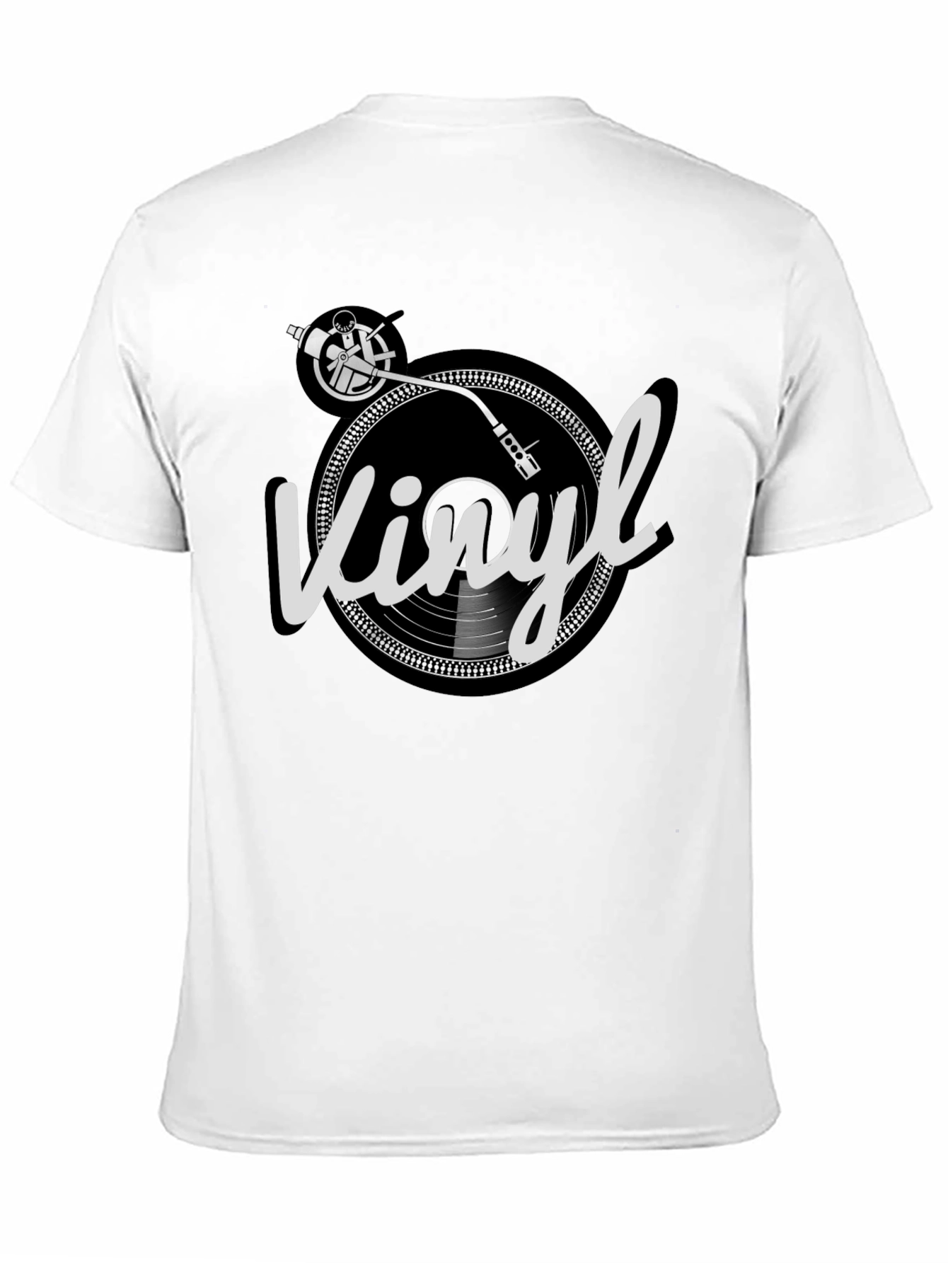 Camiseta Hombre Negra Diseño Vinilo Retro