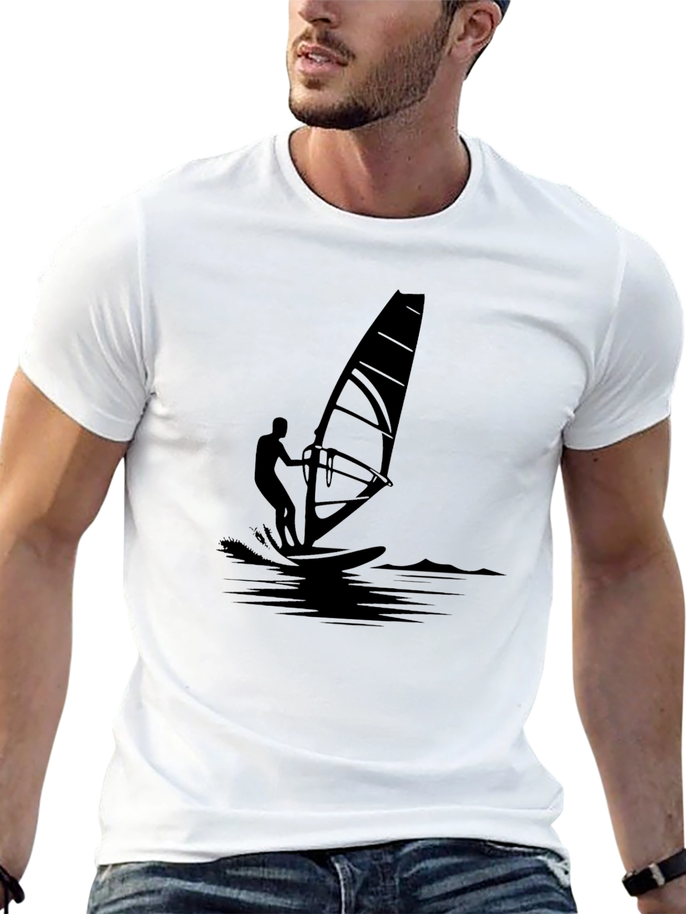 Camiseta Negra Estampada Windsurf