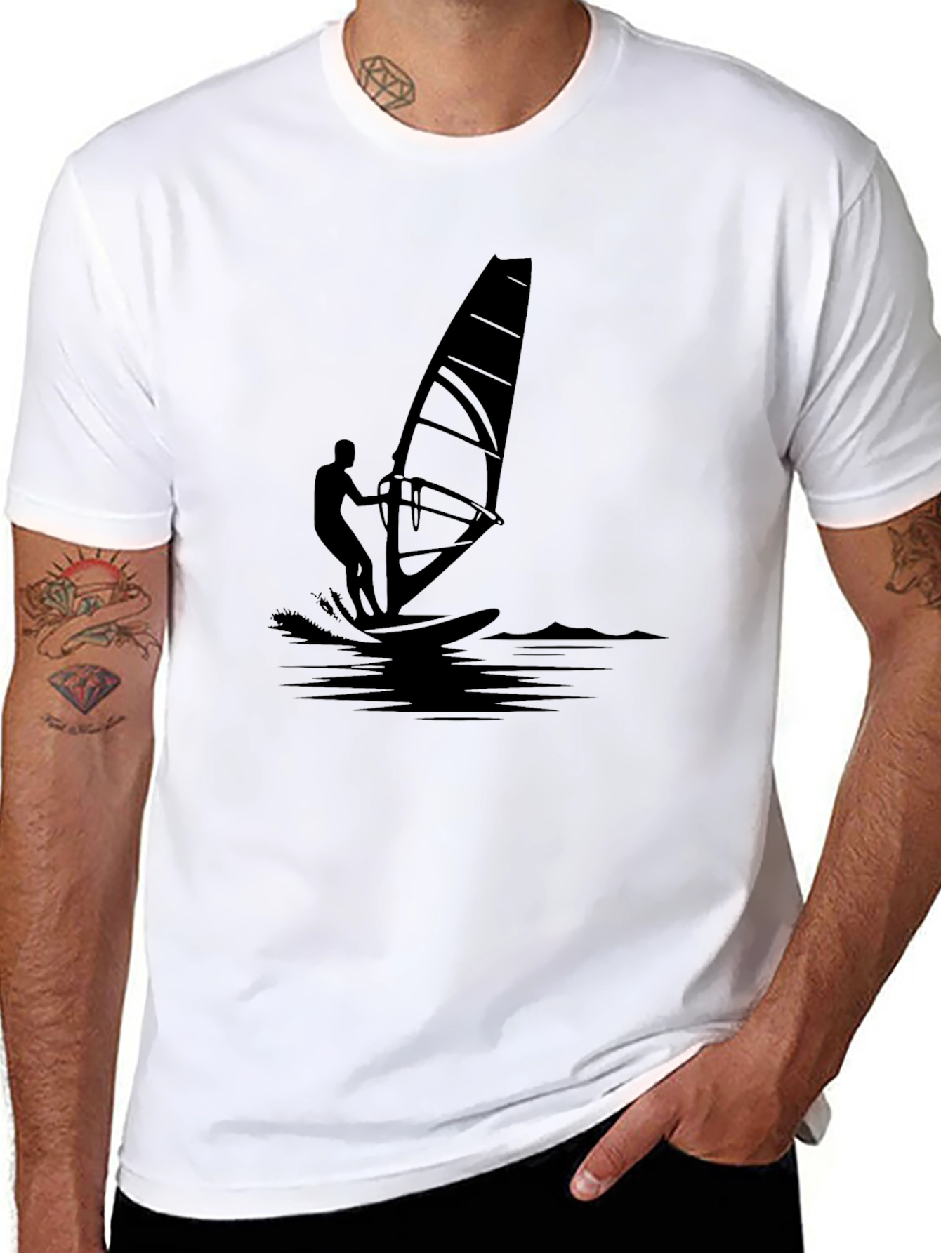 Camiseta Negra Estampada Windsurf