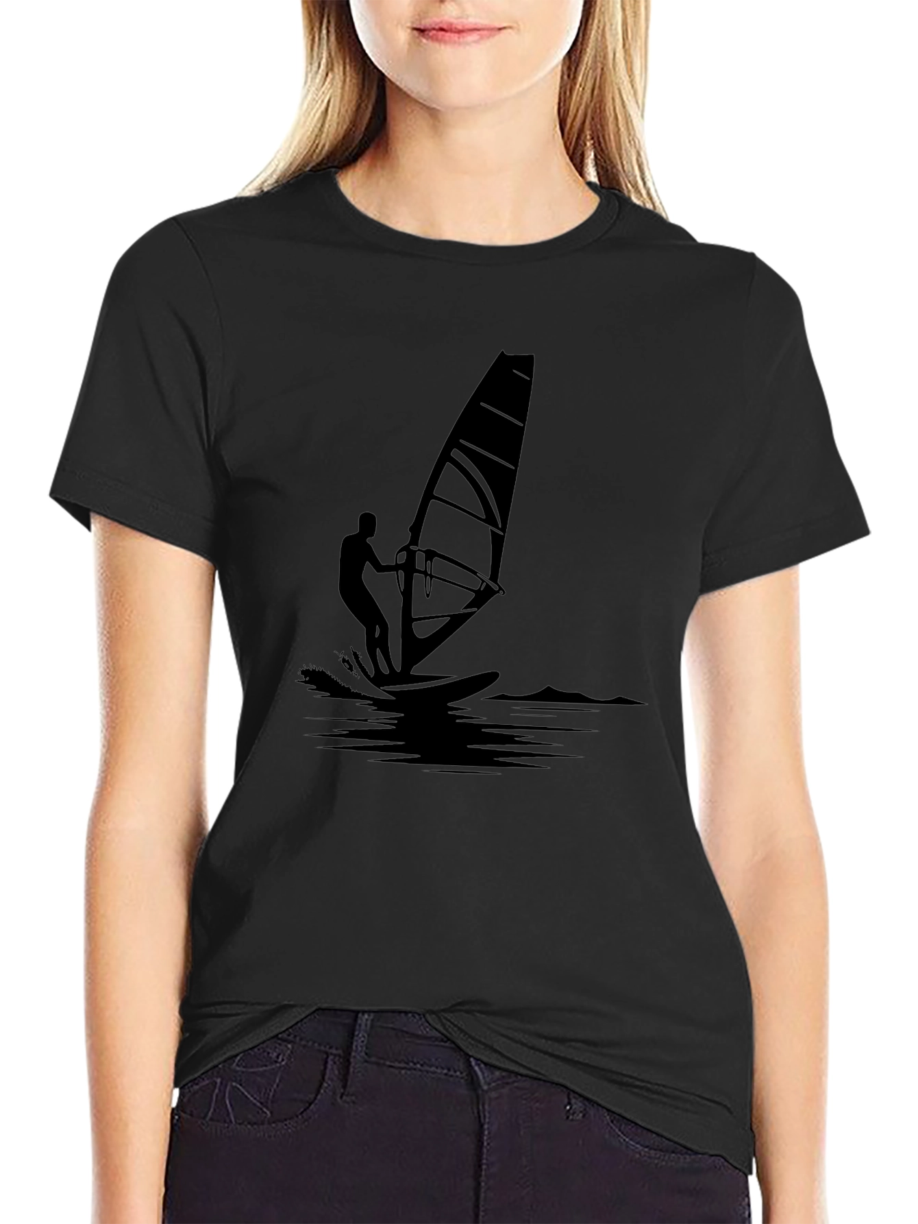 Camiseta Negra Estampada Windsurf