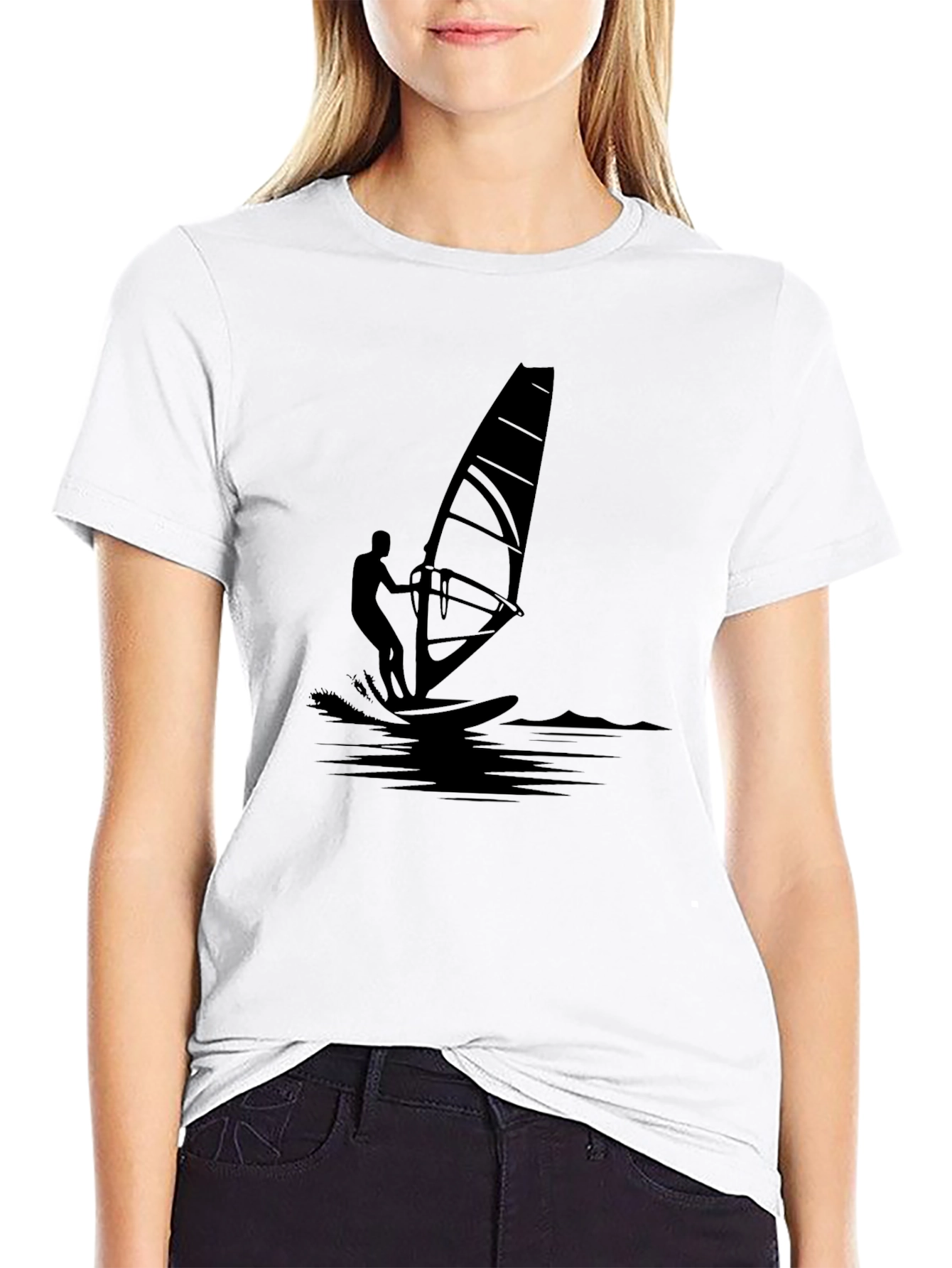 Camiseta Negra Estampada Windsurf