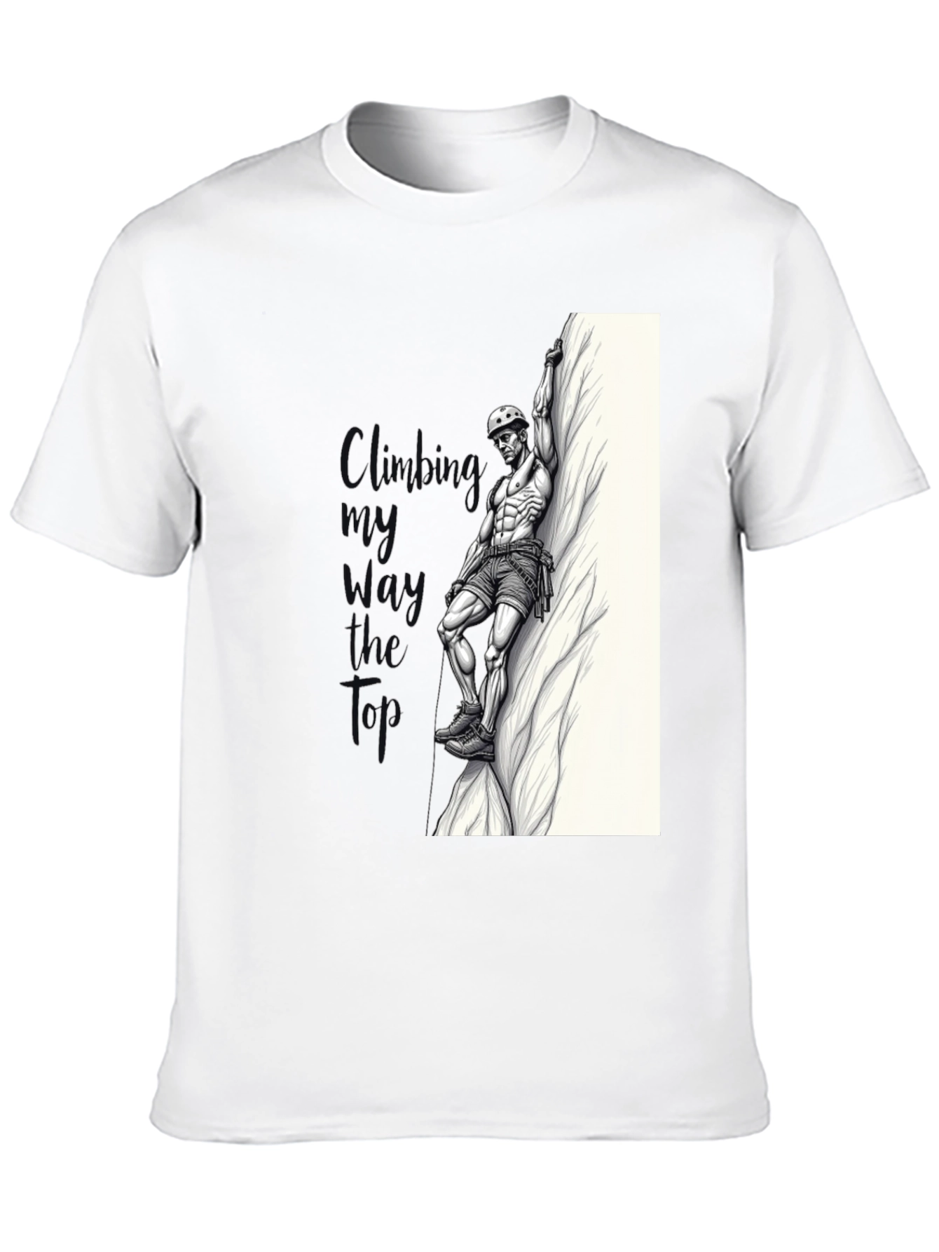 Camiseta Negra Hombre - Diseño Escalador Musculoso