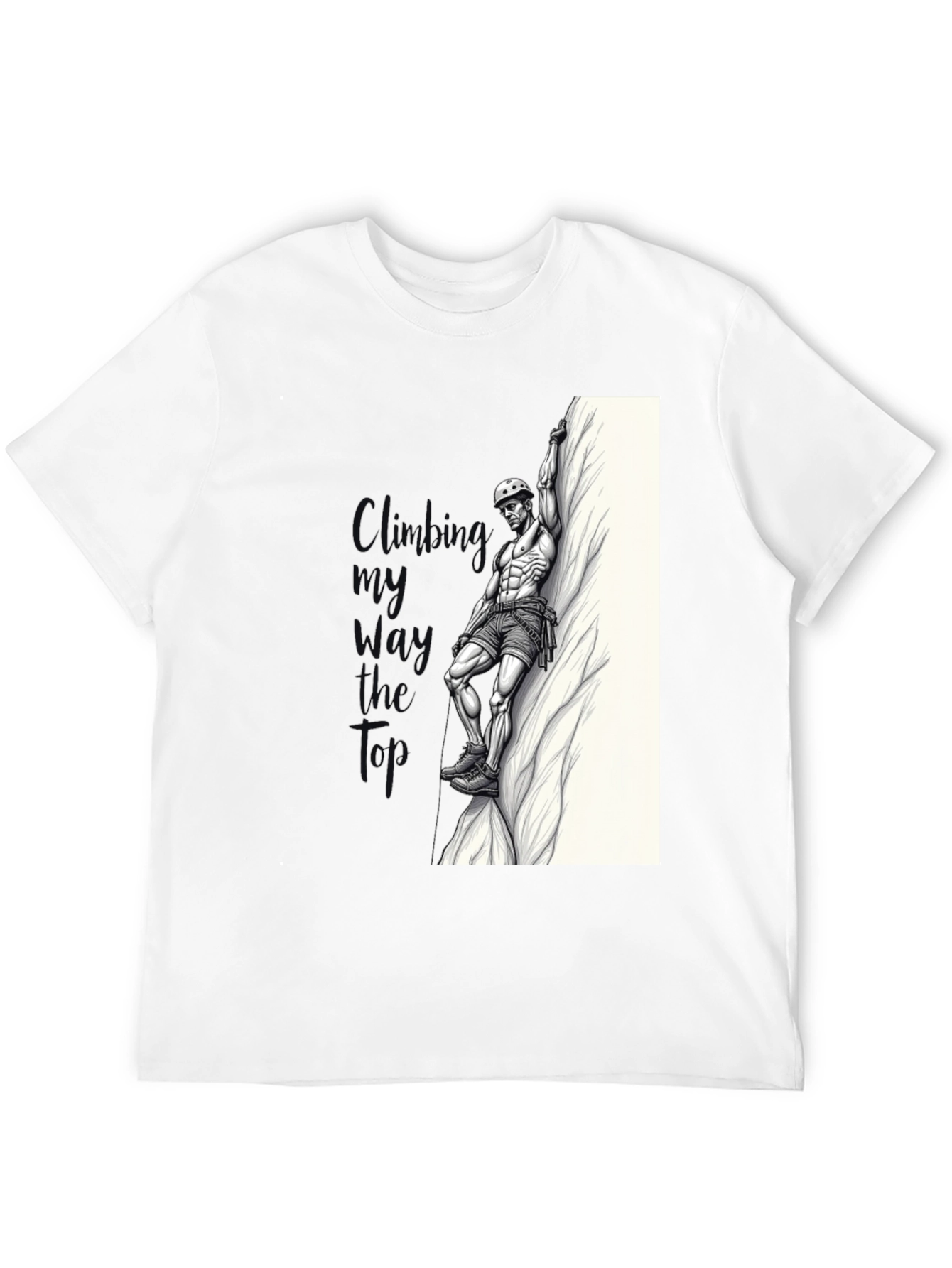 Camiseta Negra Hombre - Diseño Escalador Musculoso
