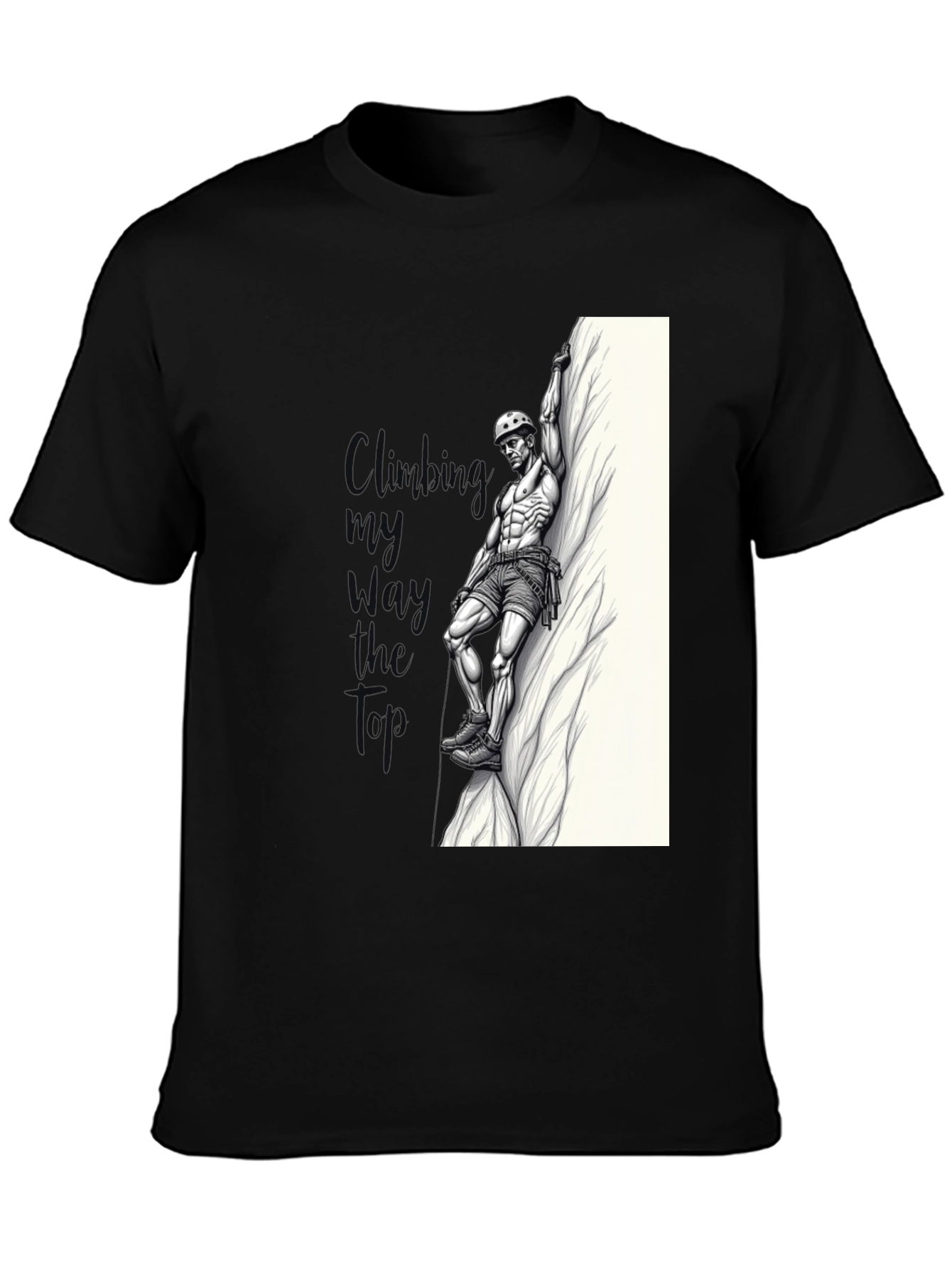 Camiseta Negra Hombre - Diseño Escalador Musculoso