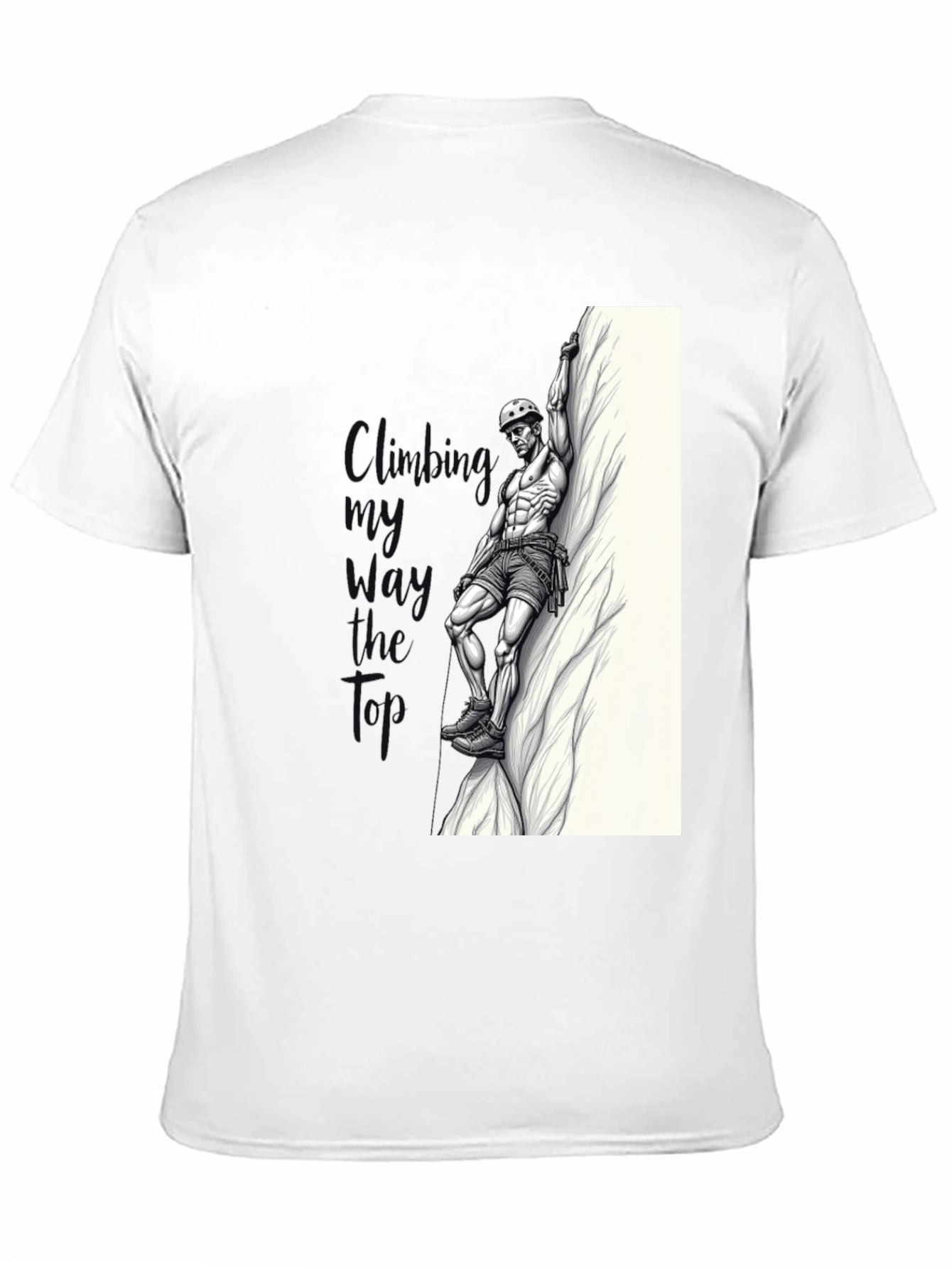 Camiseta Negra Hombre - Diseño Escalador Musculoso