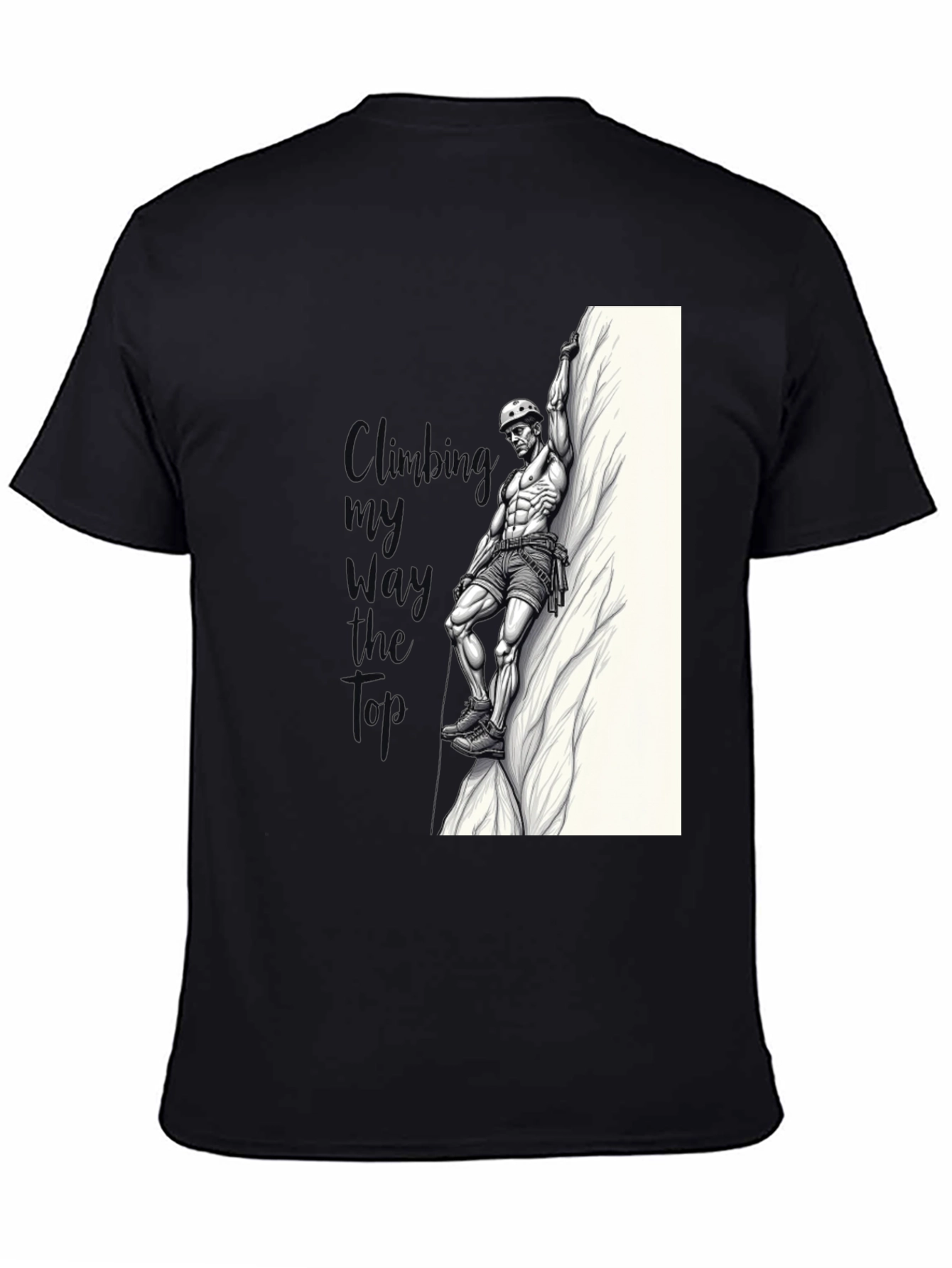 Camiseta Negra Hombre - Diseño Escalador Musculoso