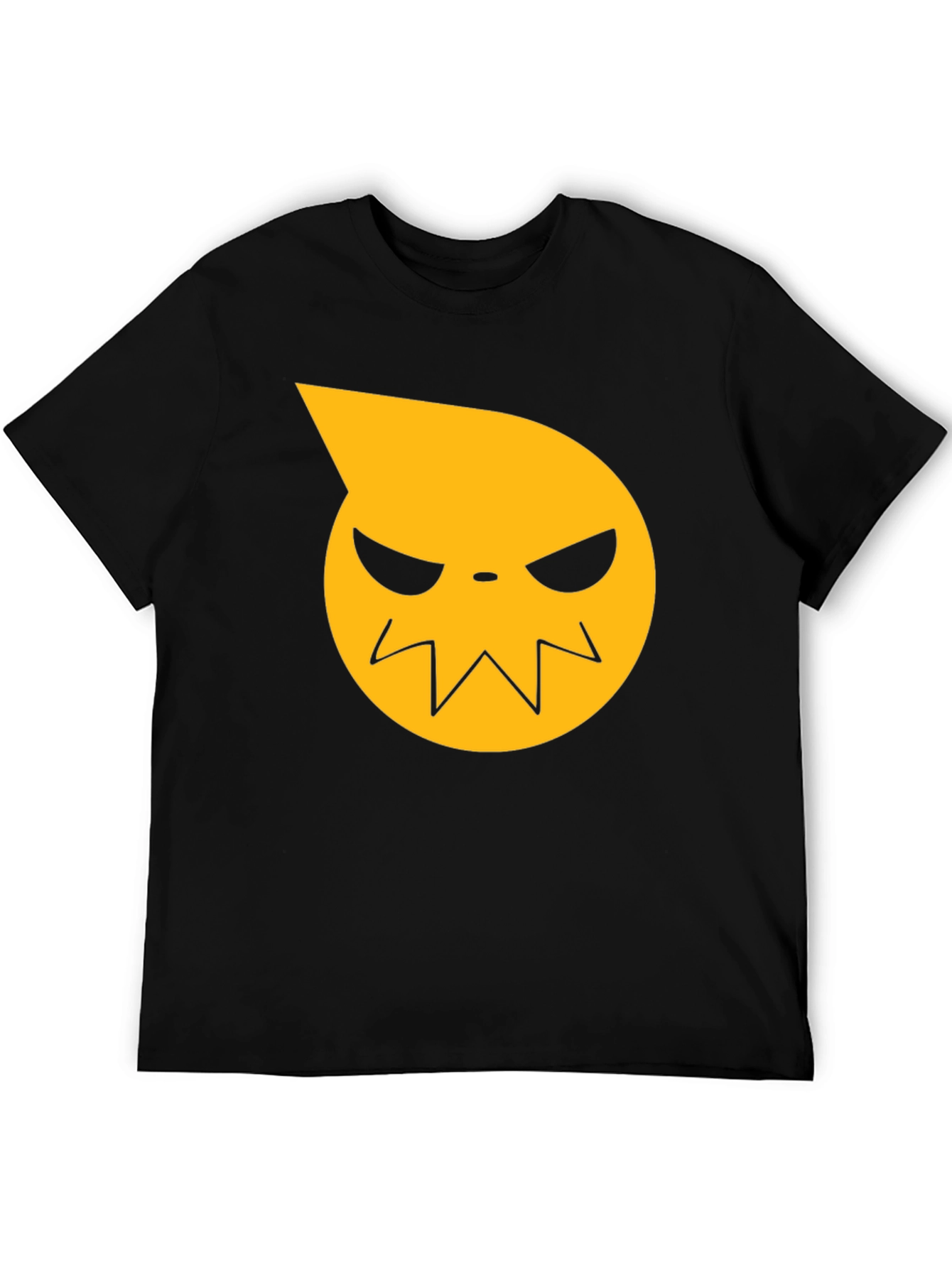 Camiseta Negra con Diseño Anime Cara Amarilla