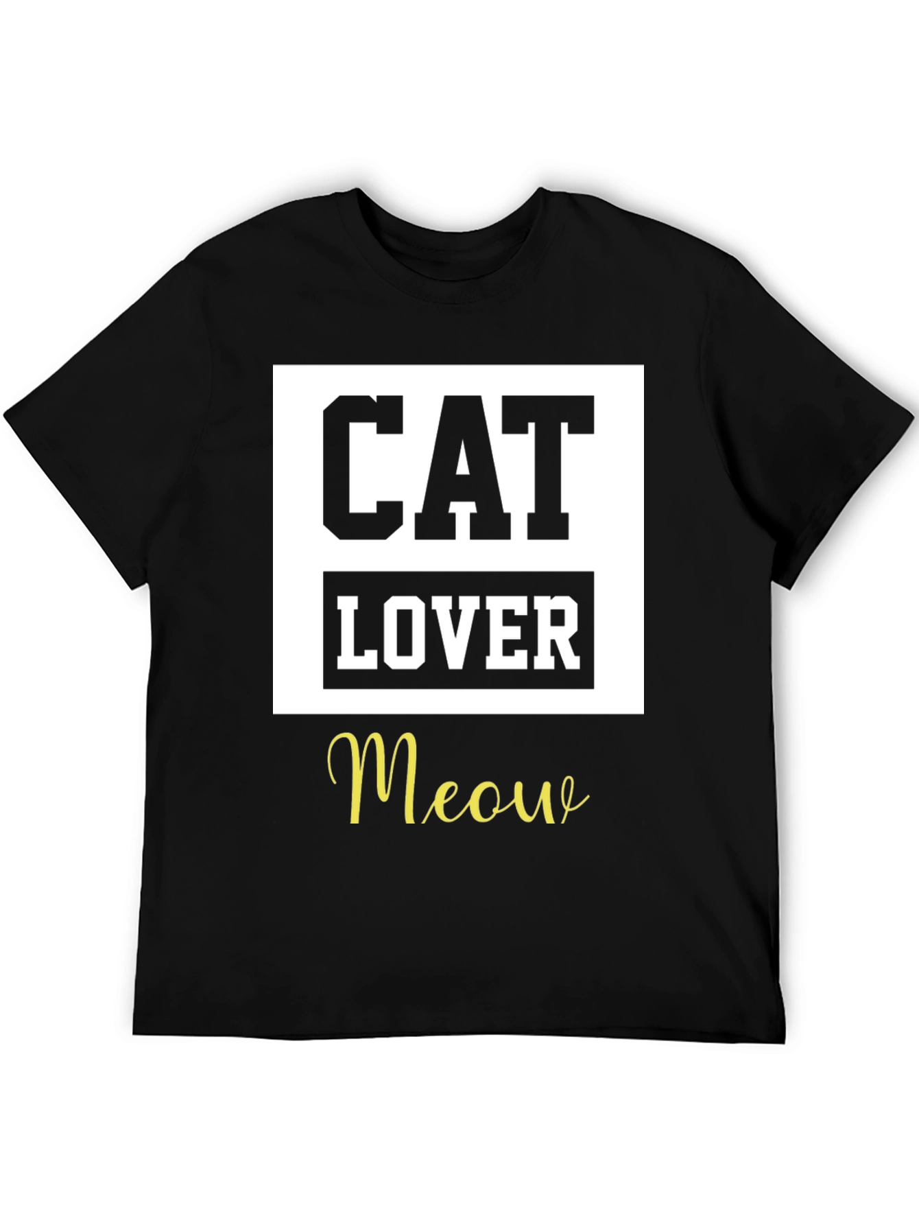 Camiseta Negra Cat Lover Meow