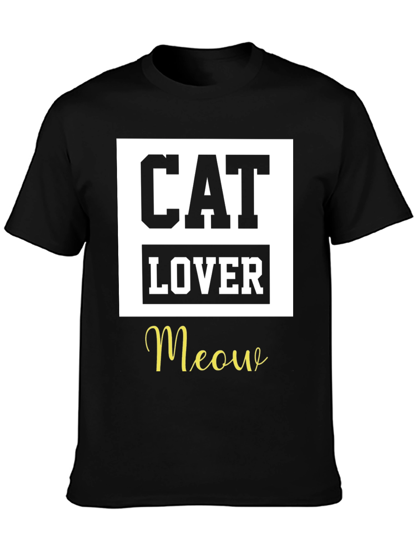 Camiseta Negra Cat Lover Meow