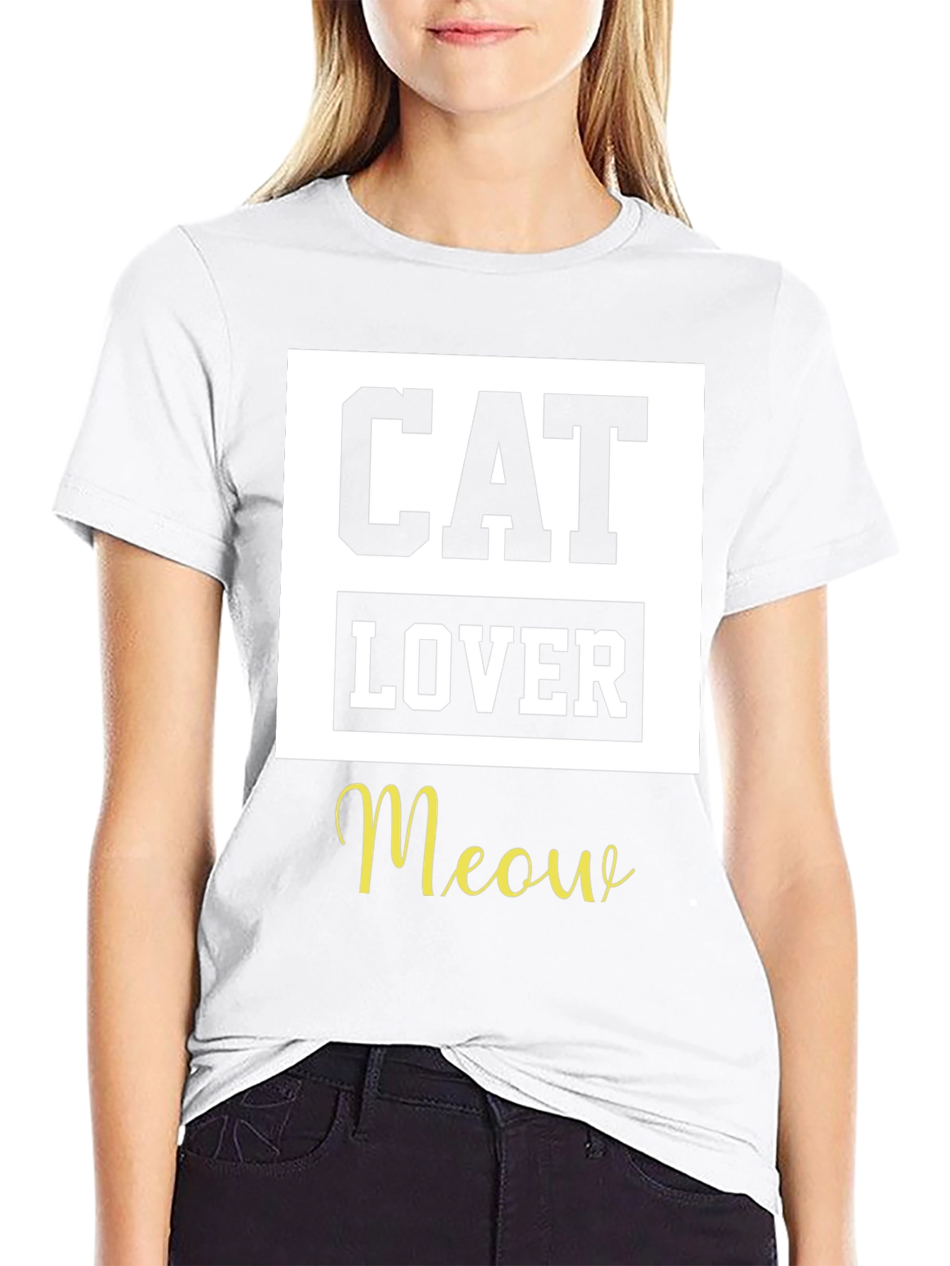 Camiseta Negra Cat Lover Meow