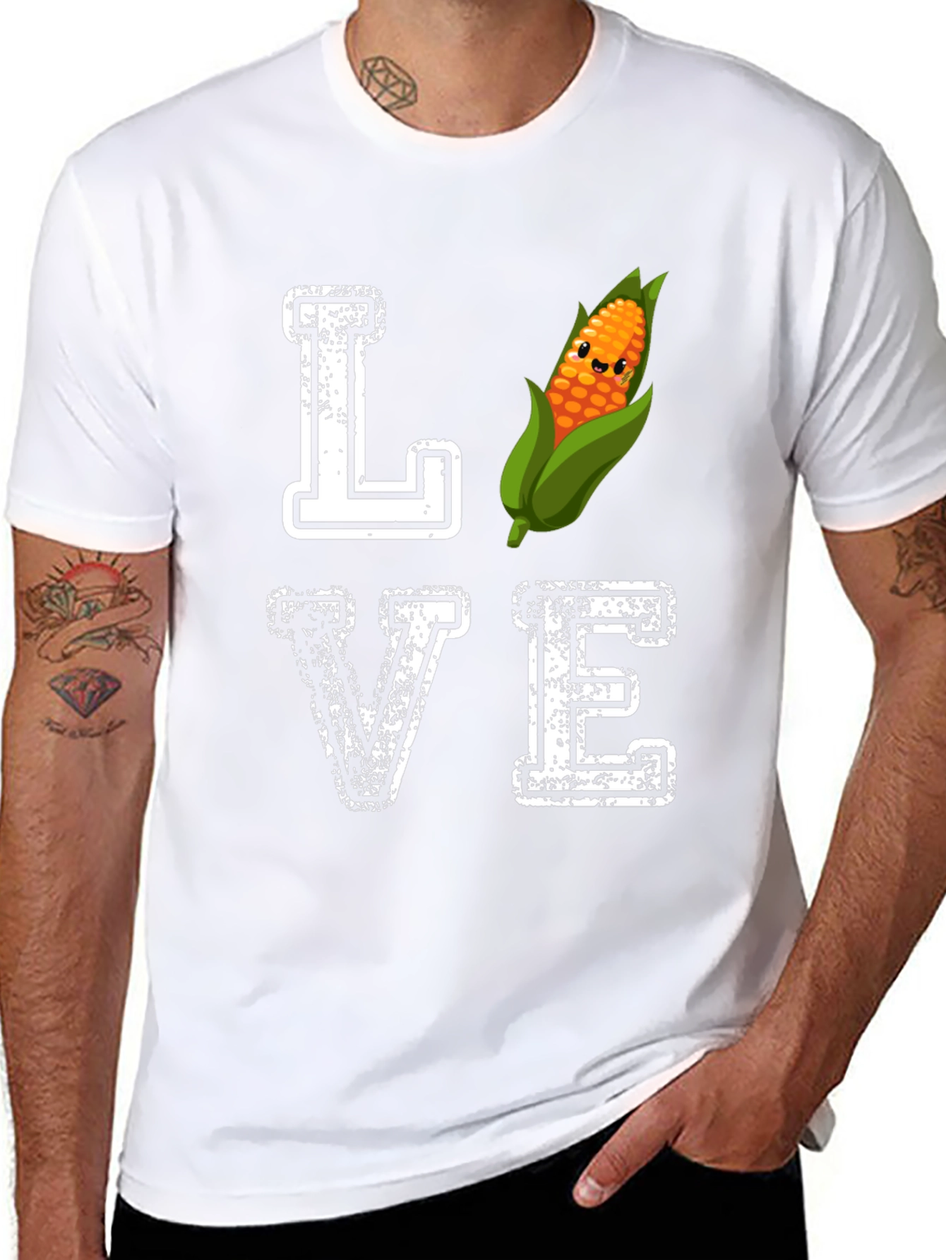 Camiseta Negra Amo el Maíz Divertida