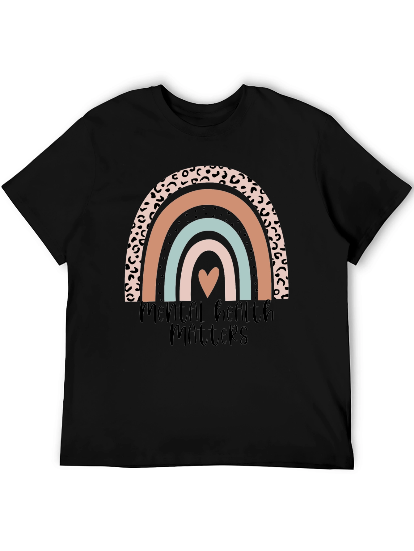 Camiseta Negra con Arcoíris Salud Mental Importa