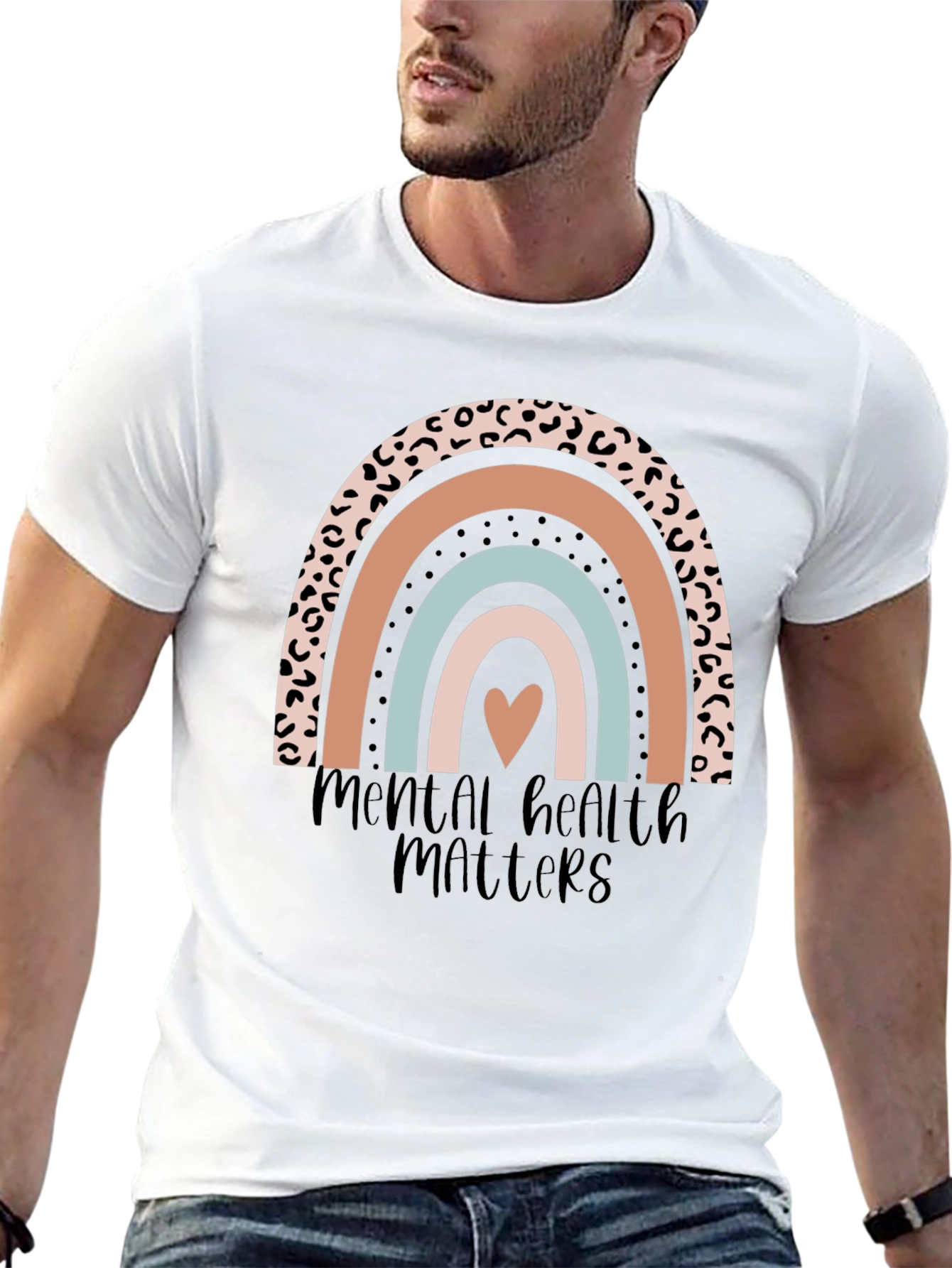 Camiseta Negra con Arcoíris Salud Mental Importa