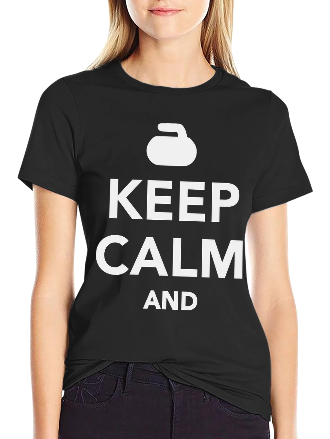 Camiseta Negra: Keep Calm and Curl