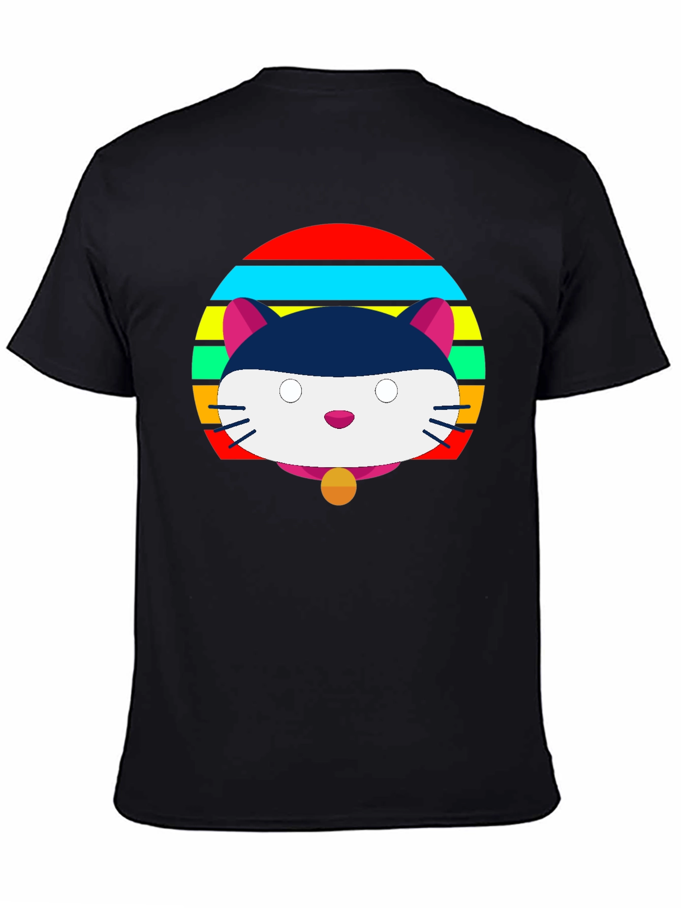 Camiseta Negra con Diseño de Gato Retro