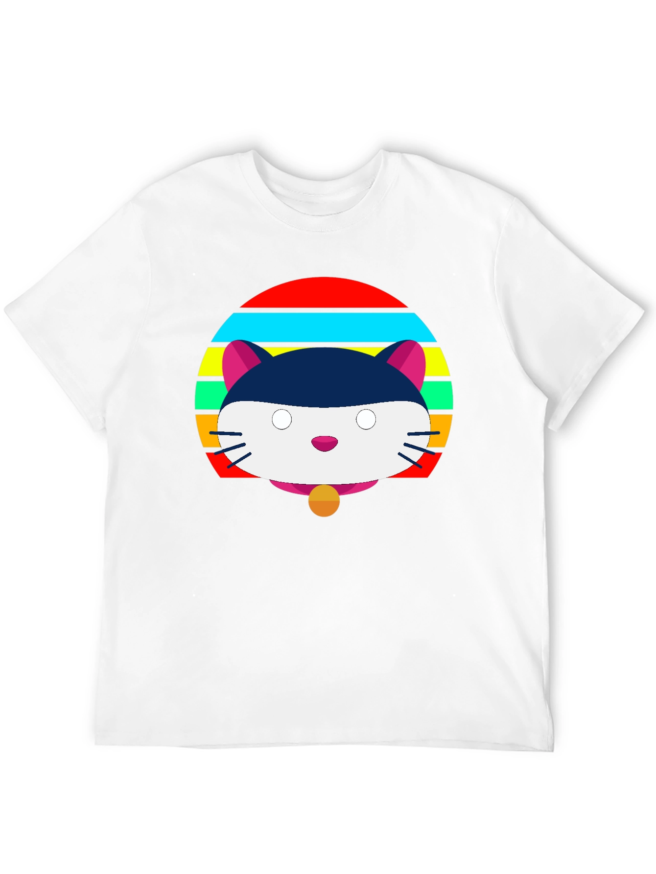 Camiseta Negra con Diseño de Gato Retro