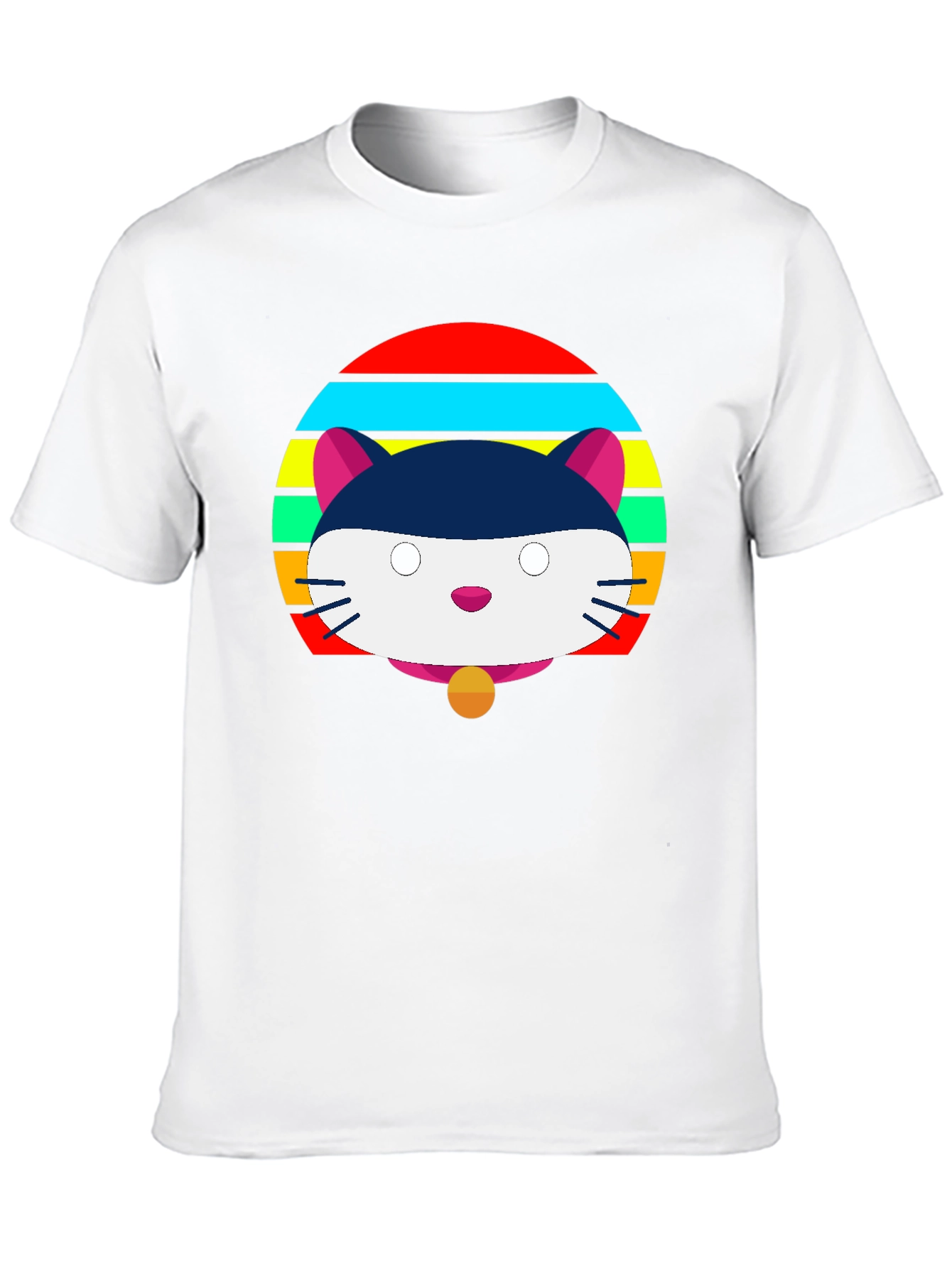 Camiseta Negra con Diseño de Gato Retro