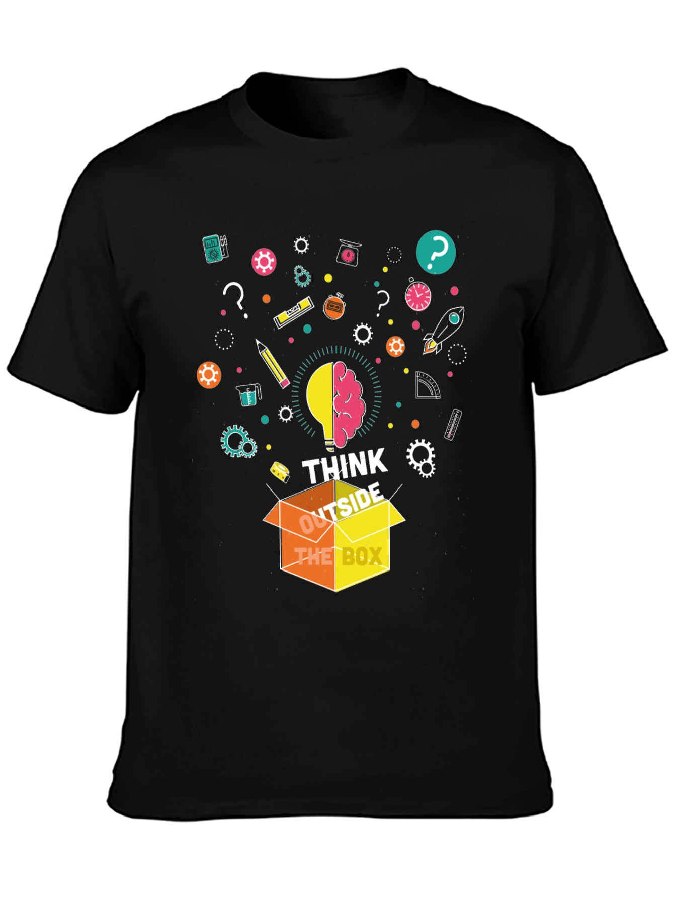 Camiseta Negra Piensa Fuera de la Caja para Hombre