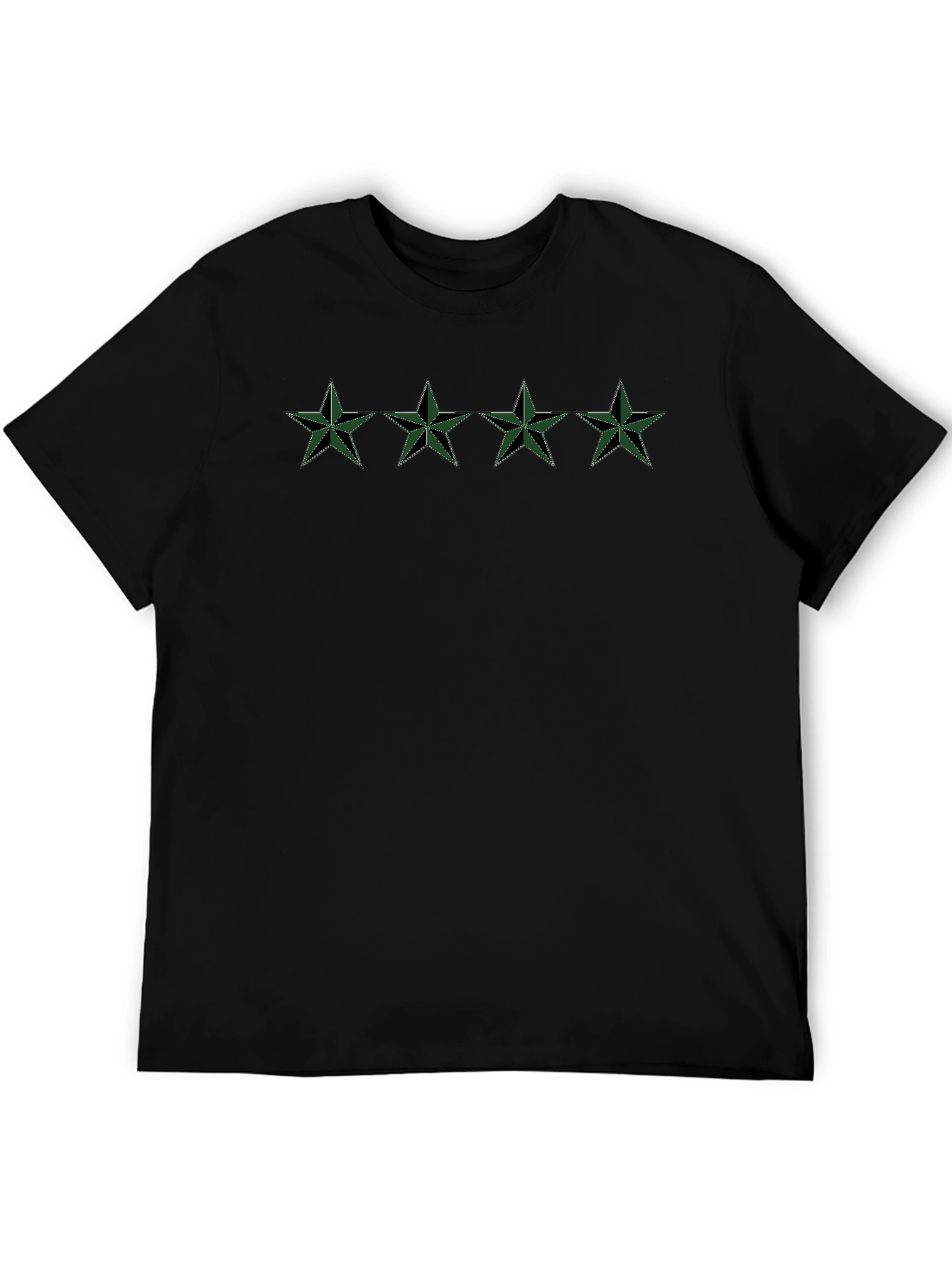 Camiseta Negra con Estrellas Verdes Militares