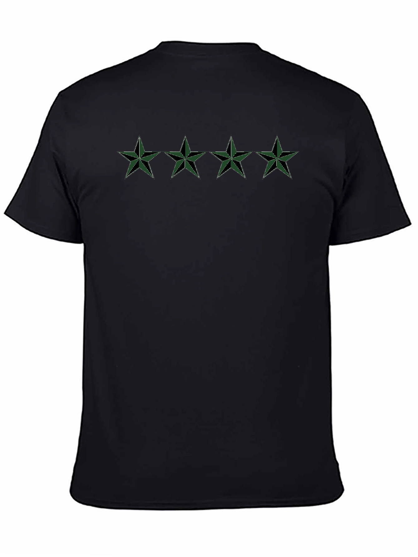 Camiseta Negra con Estrellas Verdes Militares