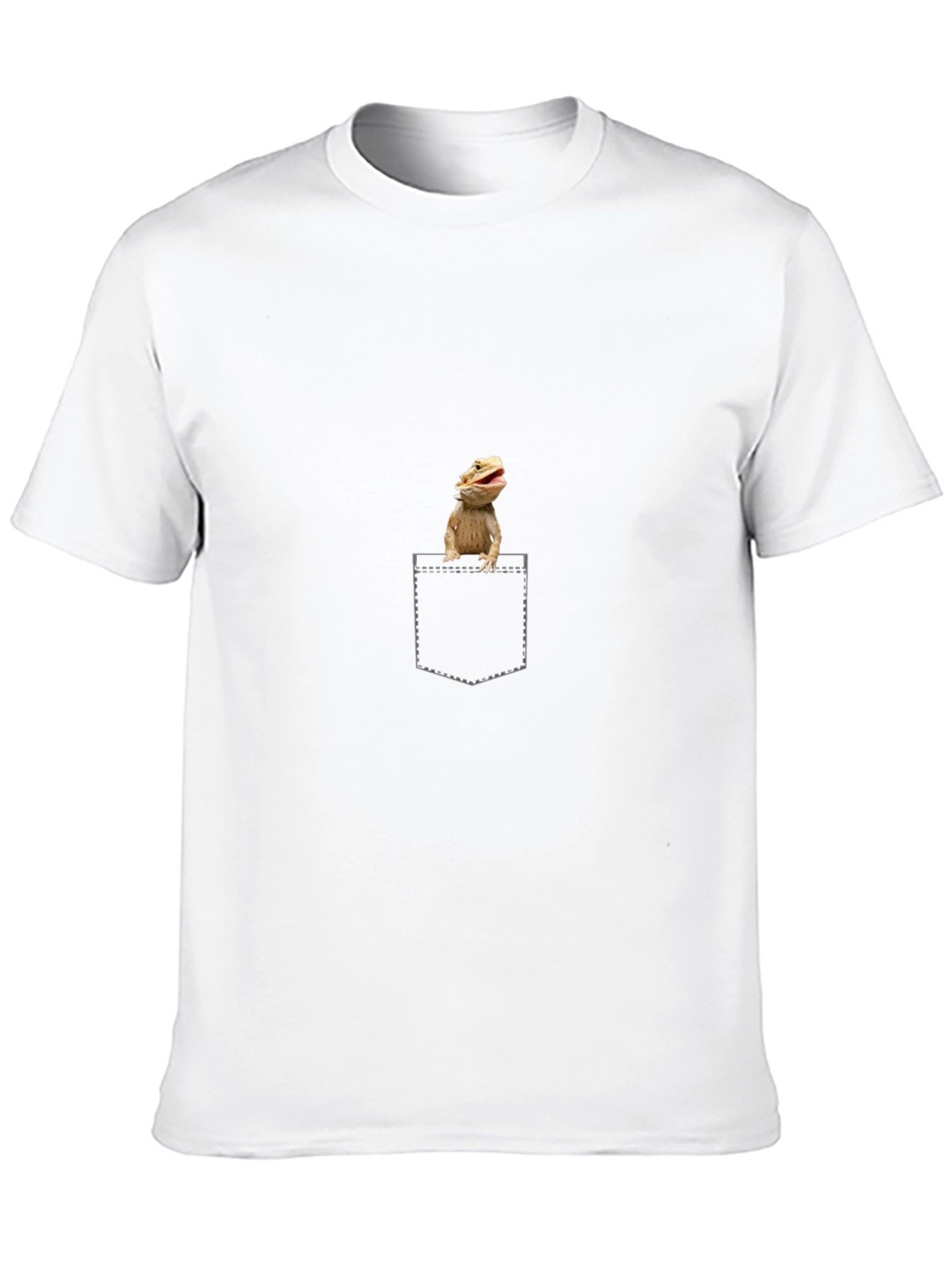 Camiseta Negra con Diseño de Dragón Barbudo en Bolsillo