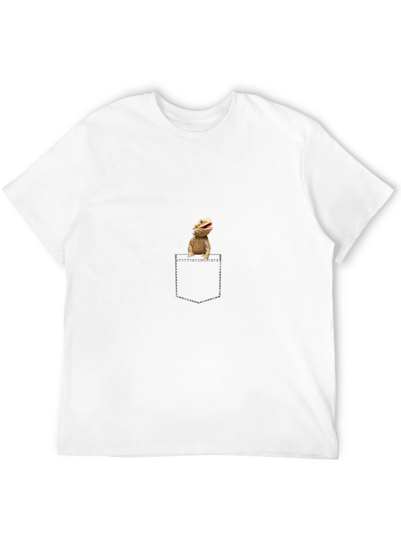 Camiseta Negra con Diseño de Dragón Barbudo en Bolsillo