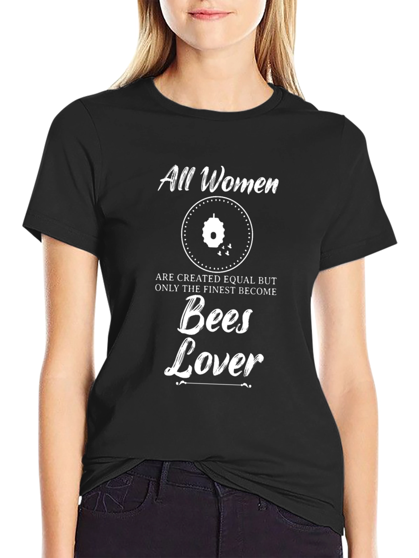 Camiseta Negra Mujer Abejas: Igualdad y Amor Apícola