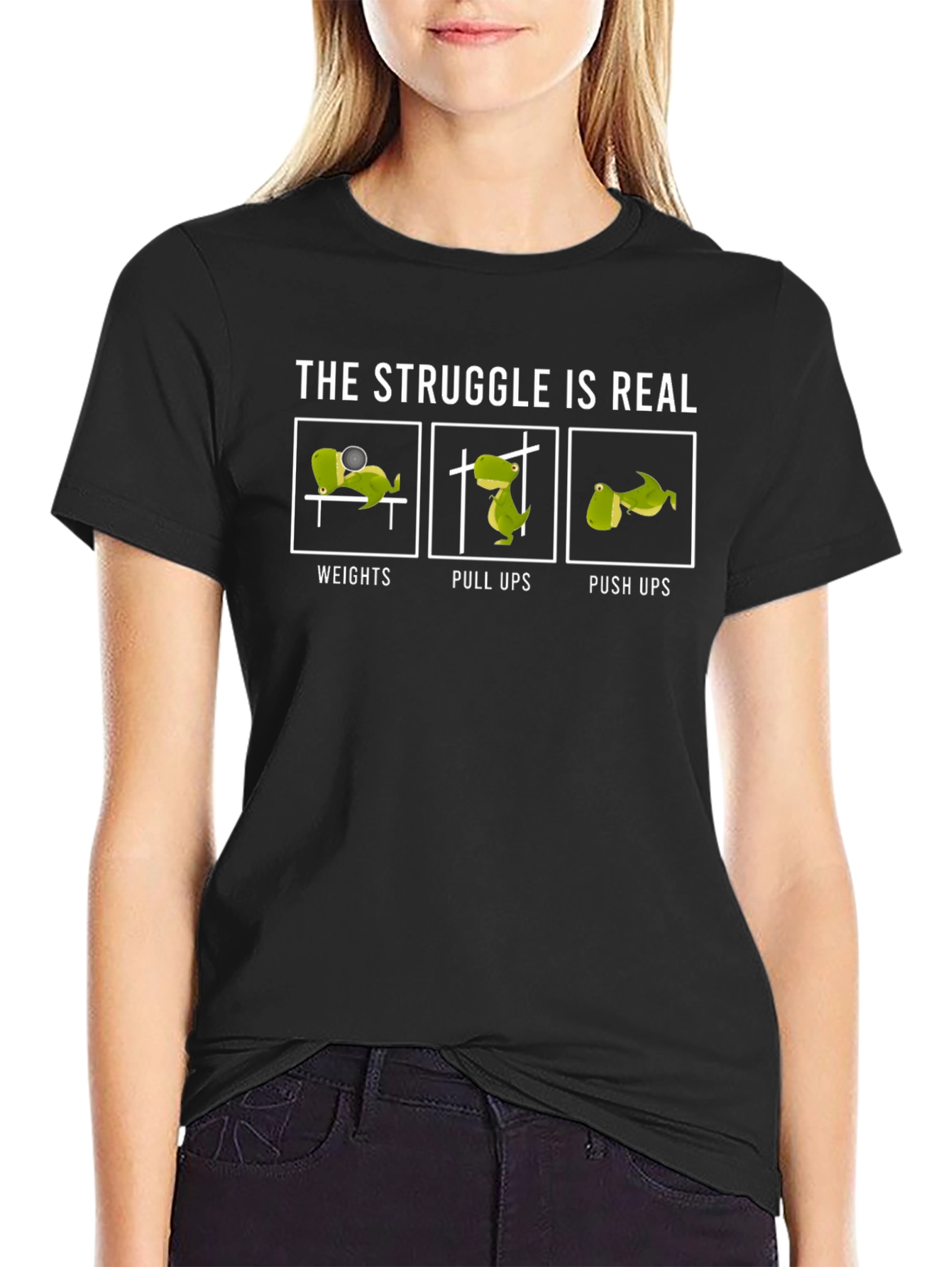 Camiseta Hombre: La Lucha es Real - Dinosaurio Gym