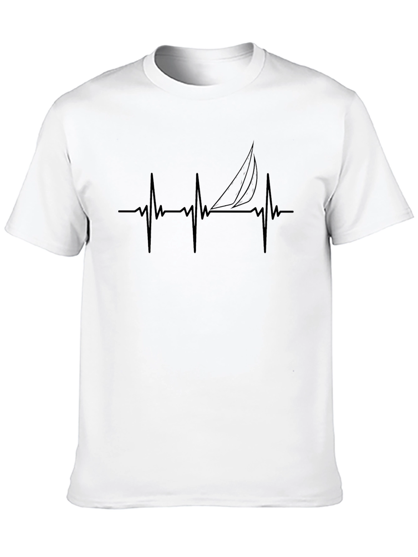 Camiseta Negra con Diseño de Latido de Velero